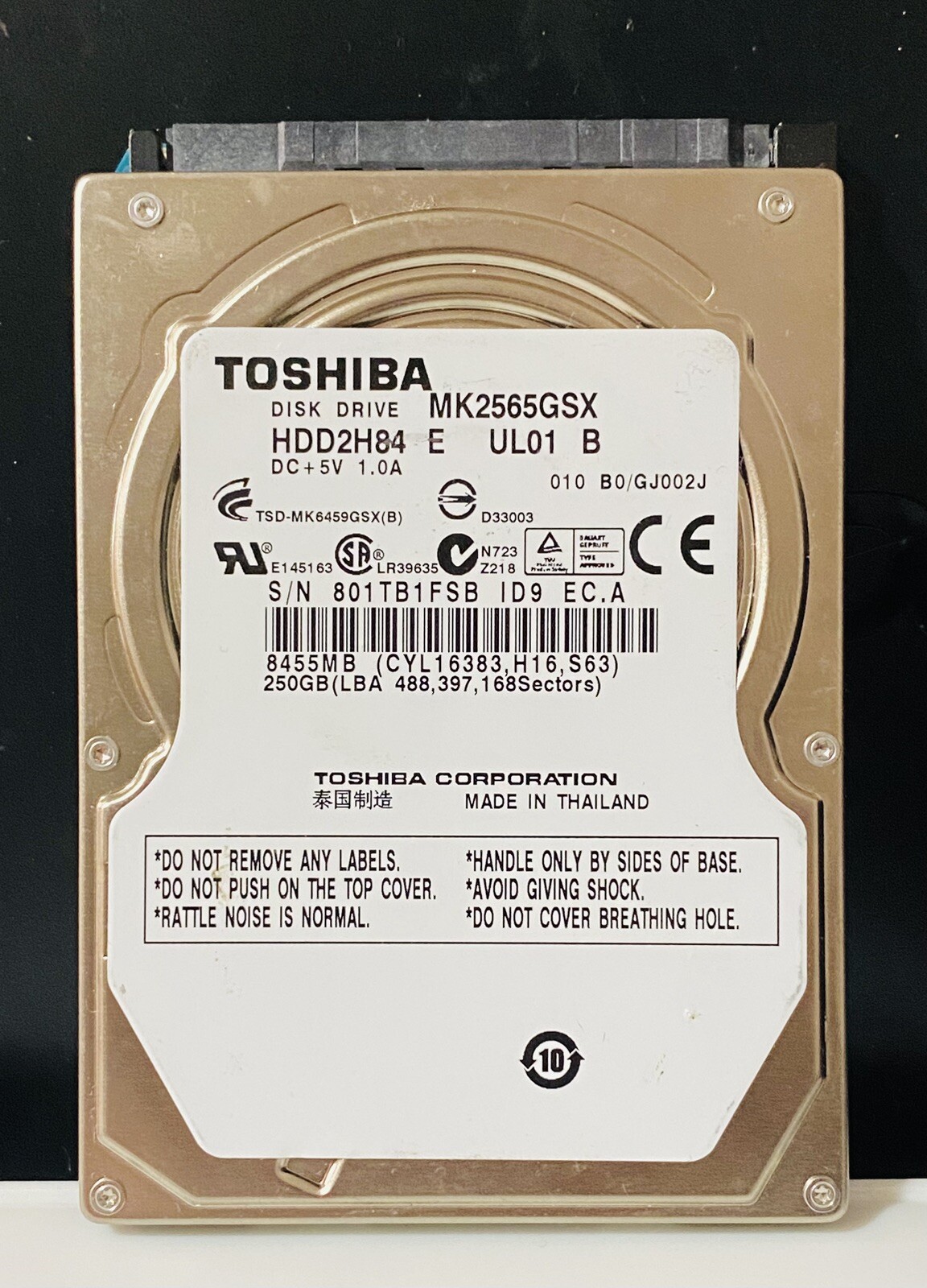 Toshiba MK2565GSX 250GB HDD2H84 H ZR01 B