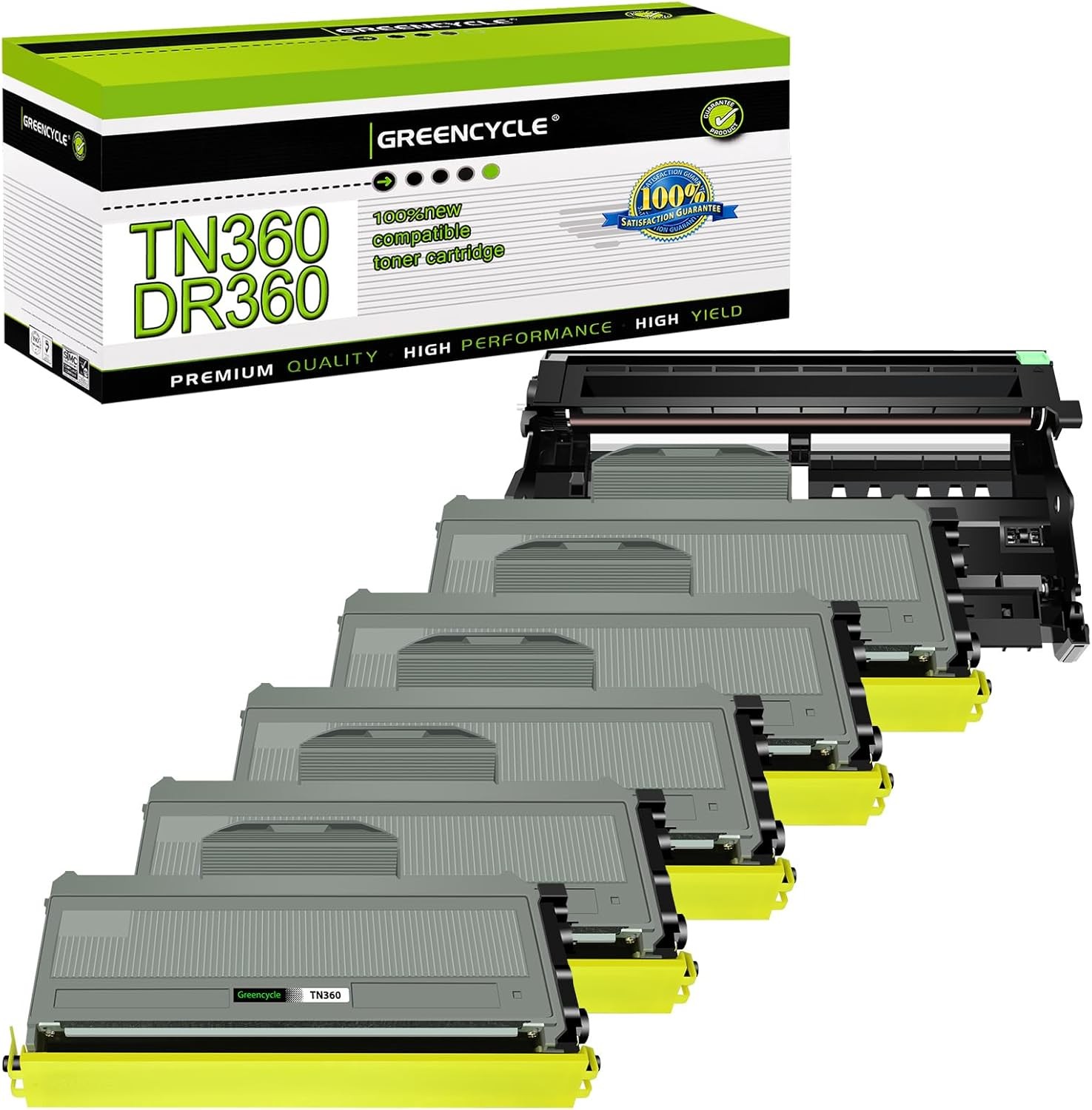 5PK TN360 Toner + 1PK DR360 Drum Fitfor Brother HL-2140 2170W MFC-7340 MFC-7840W