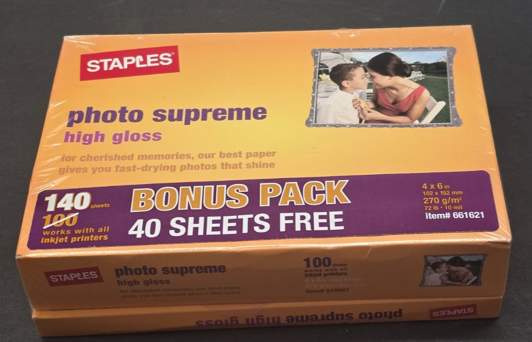 [NEW] Staples Photo Supreme High Gloss 4x6" 140 Sheets