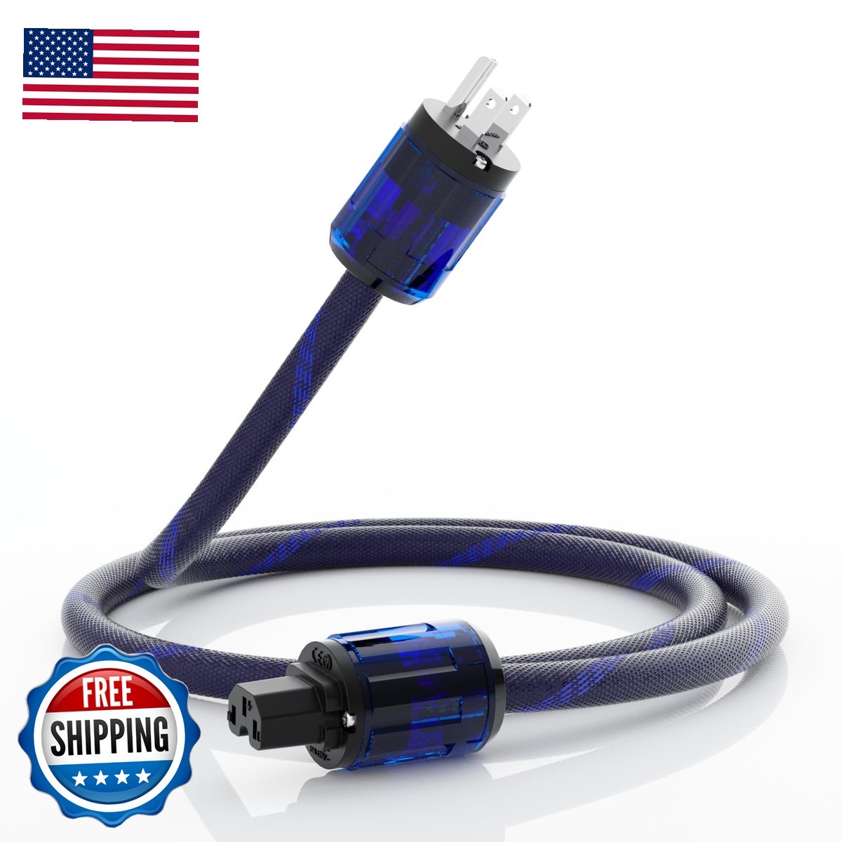 12AWG Audiophile Power Cord 125V 15A Rhodium Plated Plug 1.5M