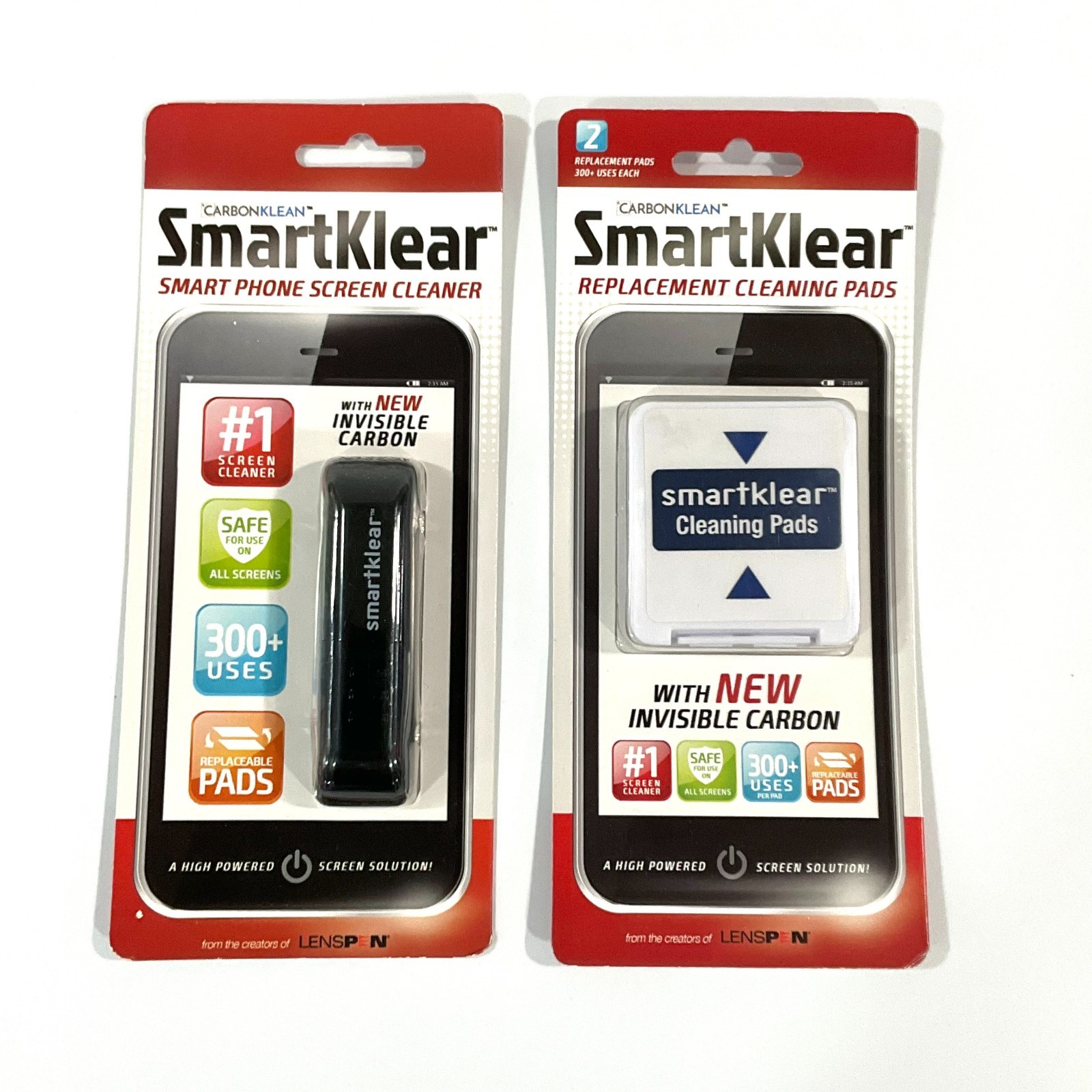 Carbon Klean Kit SMART KLEAR Phone Tablet Screen Cleaner w/ 2 Replacement Pads