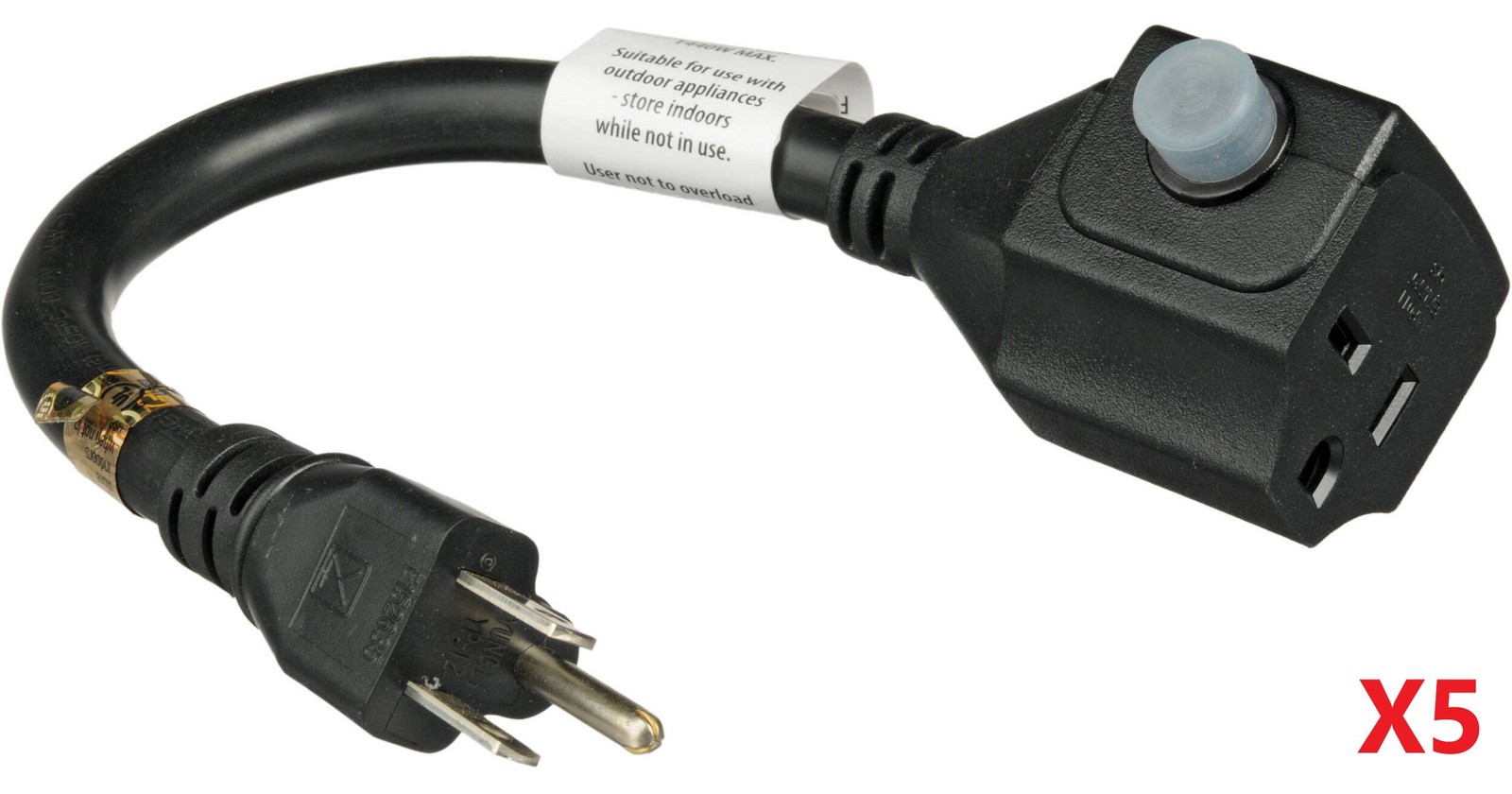Lot of 5 NEW Furman ADP-1520B Power Adapter Cords NEMA 5-20R to 5-15P