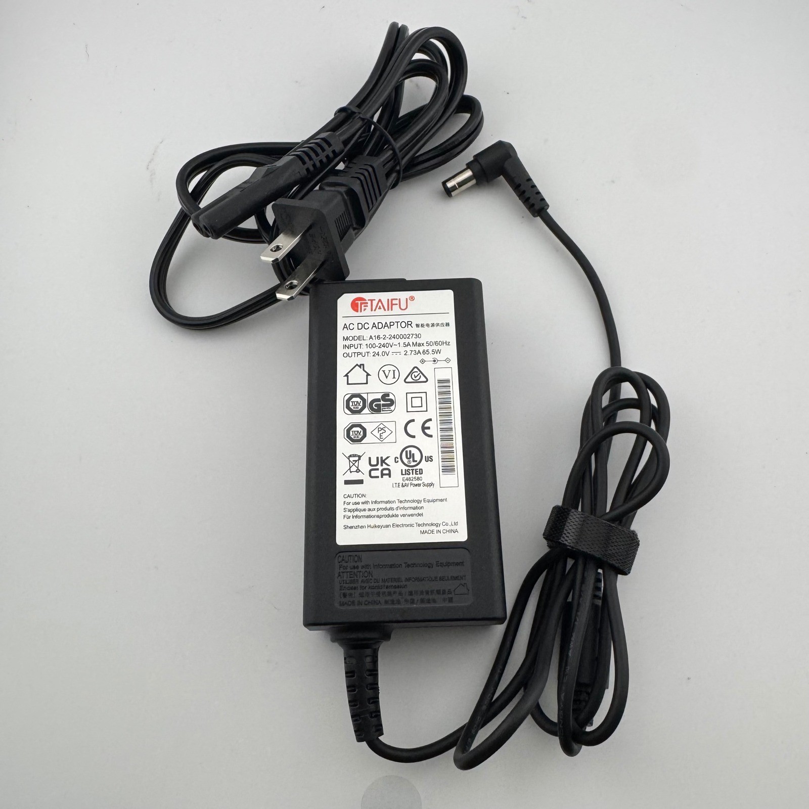 TAIFU AC DC Adaptor A16-2-240002730 24V 2.73A 65.5W Black Power Supply Cord