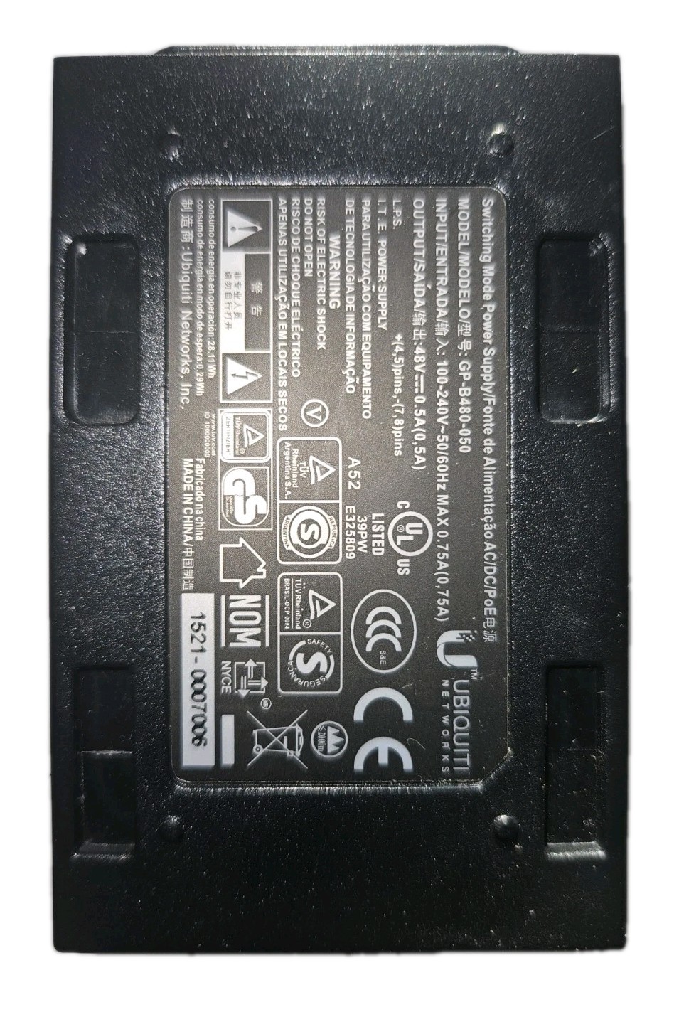 Genuine Ubiquiti GP-B480-050 Switching Mode Power Supply 48V 0.5A PoE Injector