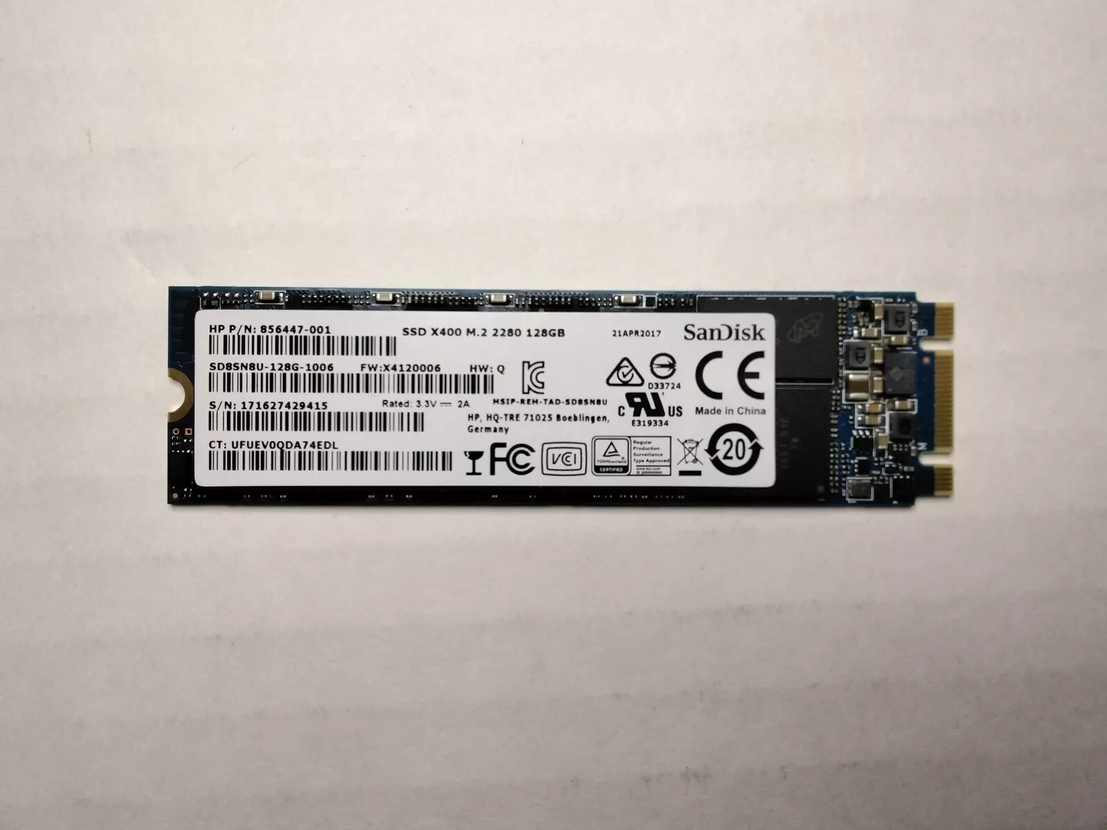 OEM 856447-001 / SD8SN8U-128G-1006 M.2 2280 SATA SSD 128GB X400 SanDisk hp