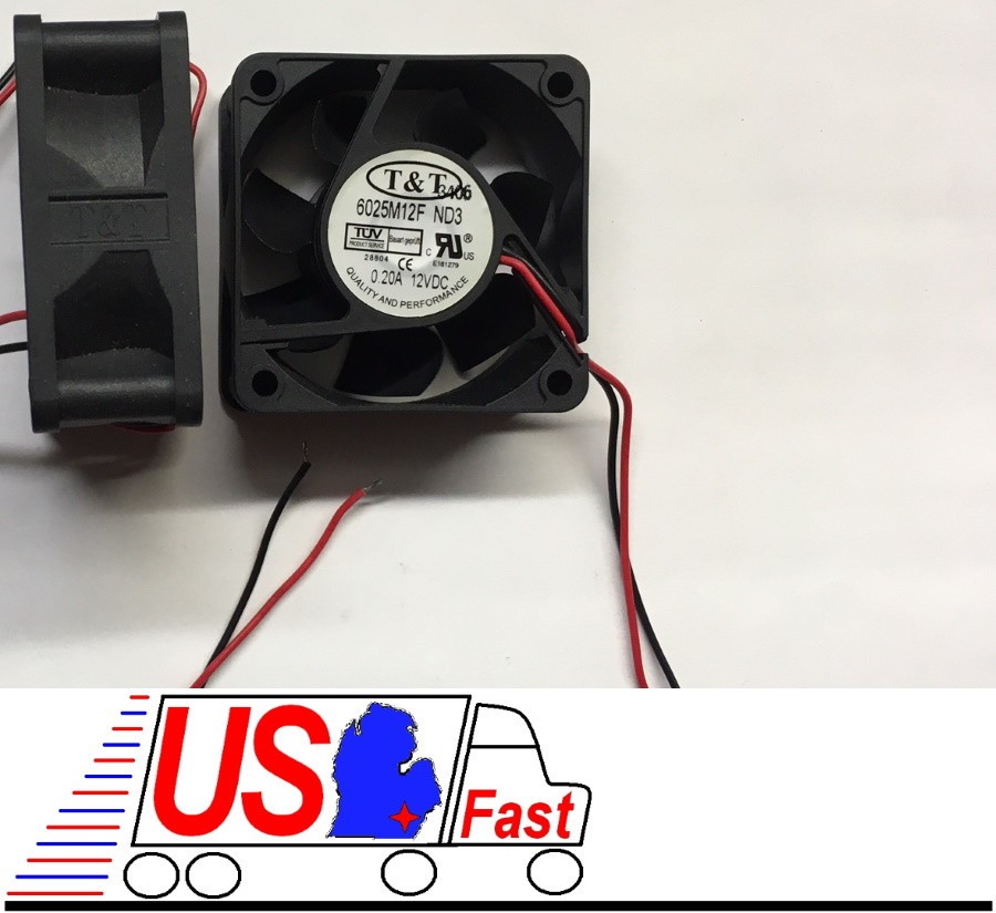 NEW Ball Bearing 60mm*25mm T&T 6025M12F-ND3 12VDC/12V/9V Fan 2wire tinned lead