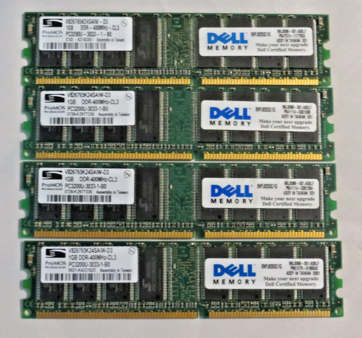4GB Kit 4x1GB DDR1 400MHz PC-3200 Desktop RAM ProMOS V826765K24SAIW-D3