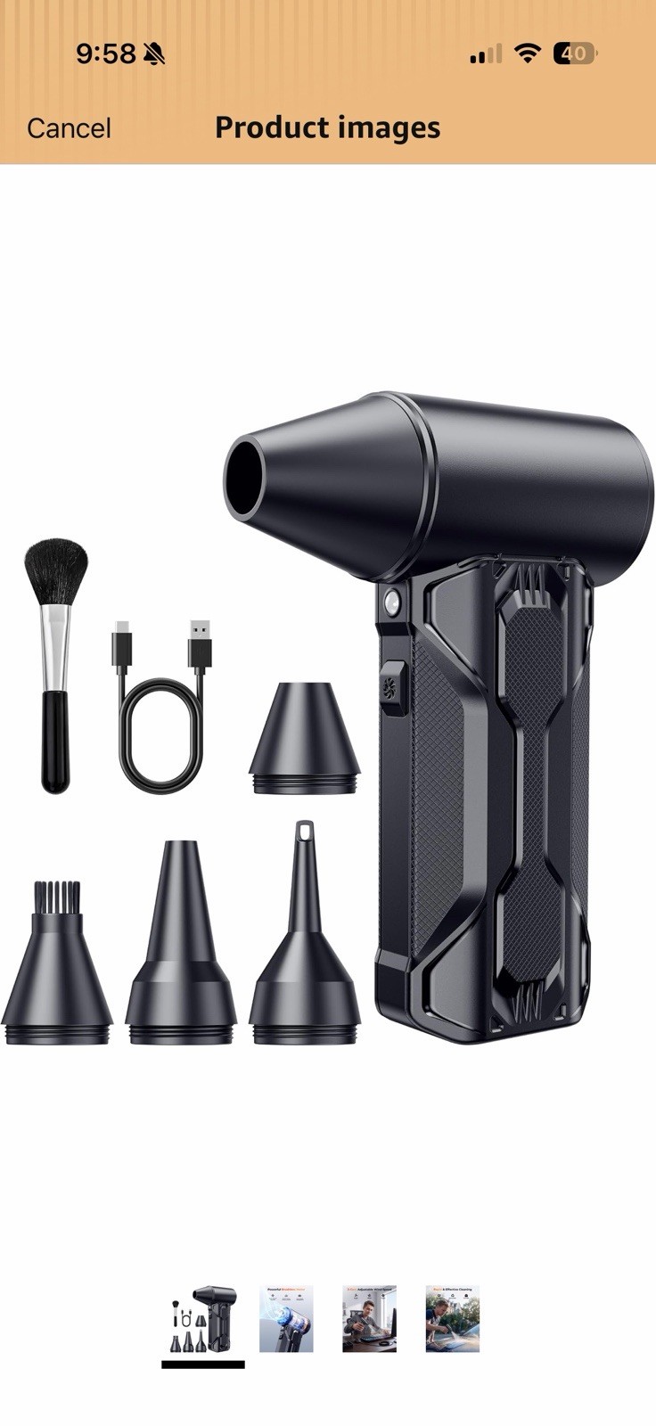 Compressed Air Duster, 110000 RPM High-Speed Electric Air Duster with Brushless