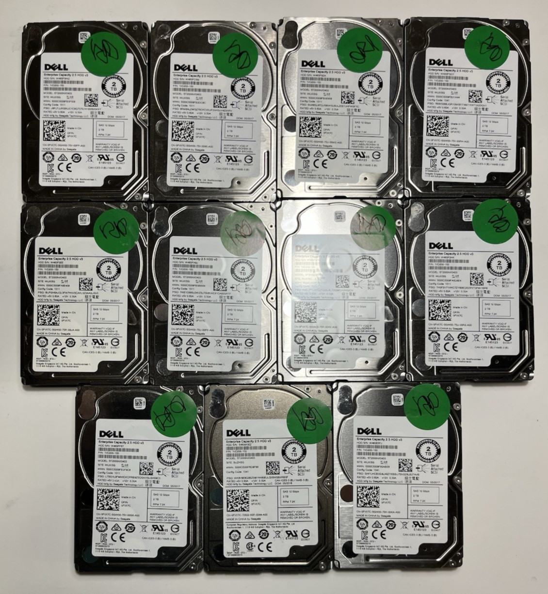 LOT OF 11 Dell ST2000NX0433 2TB 7.2K RPM 12Gb/s 2.5" SAS SERVER HDD Hard Drive