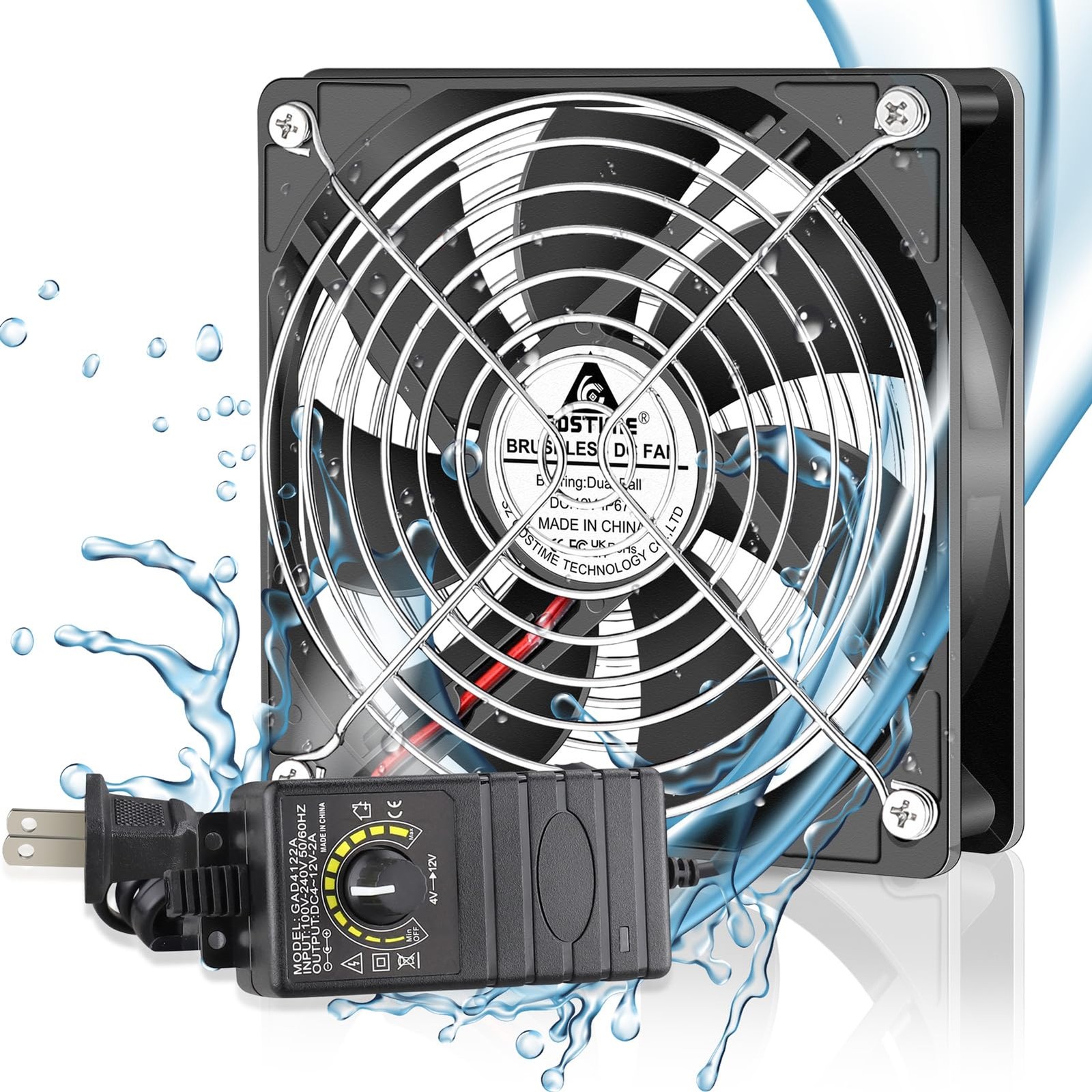 GDSTIME 120mm Waterproof Fan with Speed Waterproof-1225 w/ Controller 