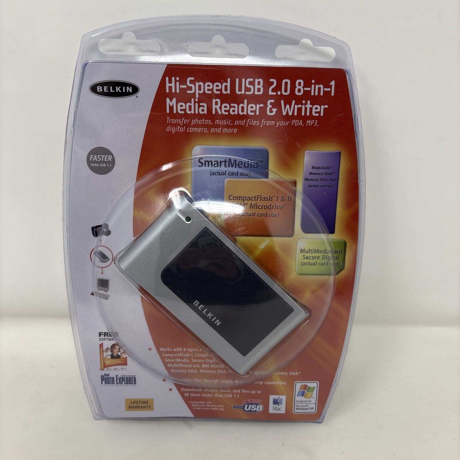 Belkin Hi-Speed USG 2.0 8-in-1 Media Reader & Writer Transfer Photos Music Files