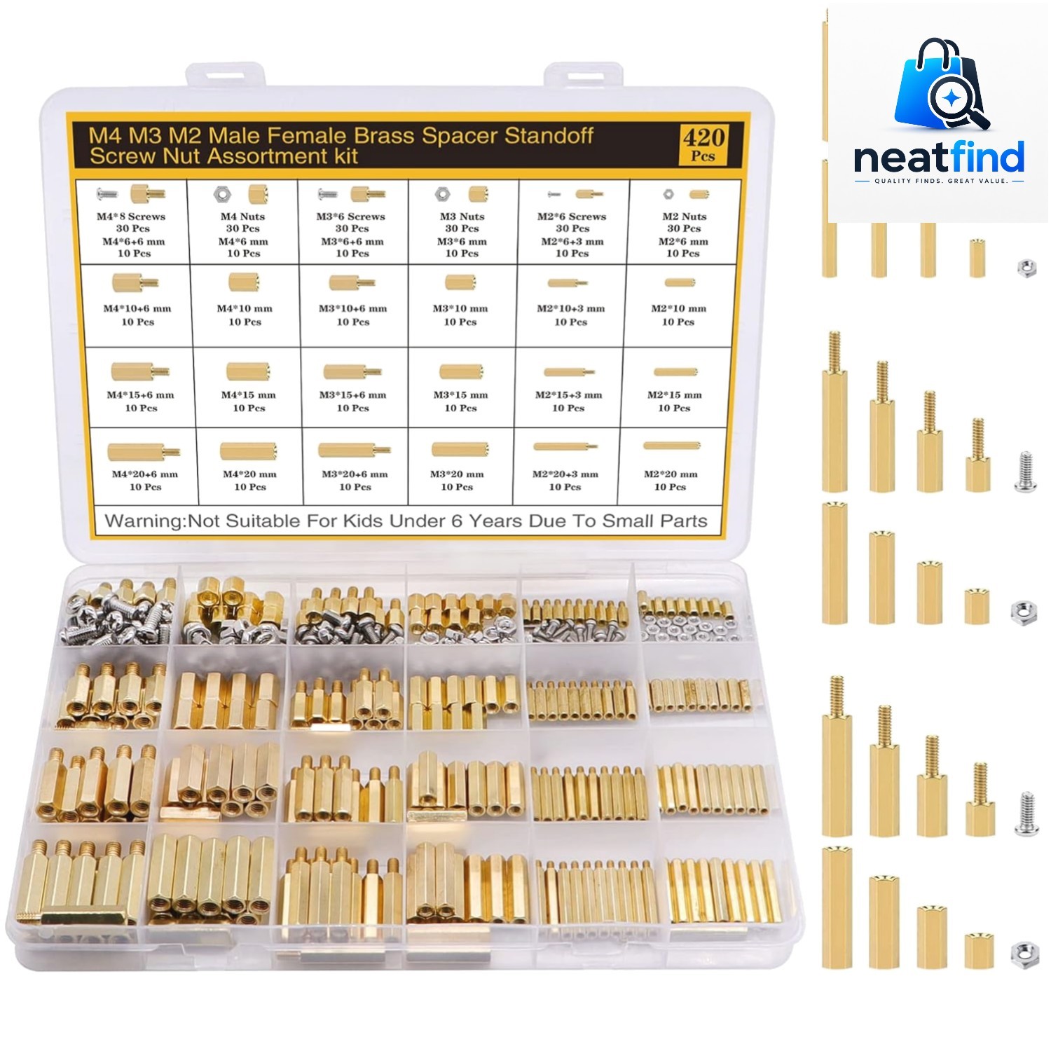 High-Quality Brass & Stainless Steel Standoffs with Organized 420-Piece Kit