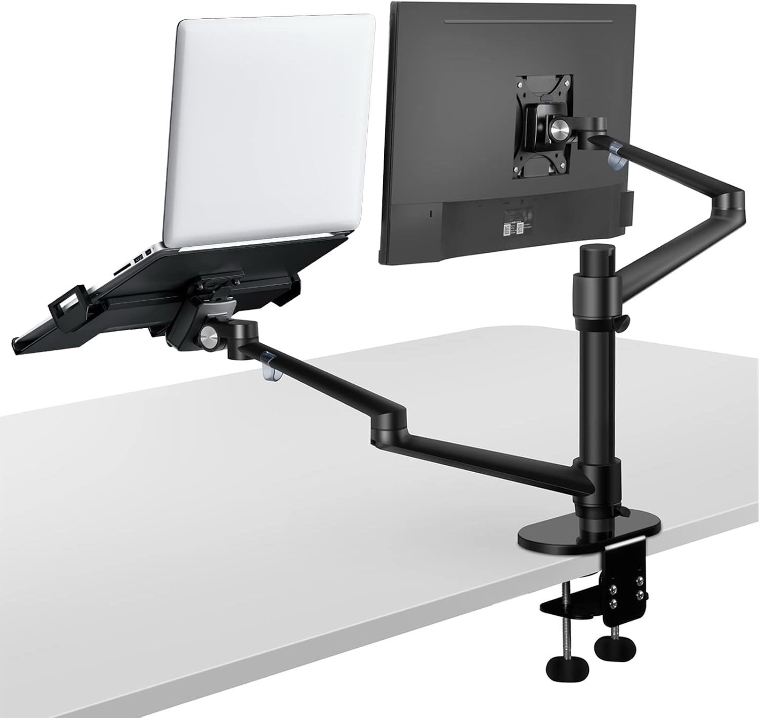Viozon Monitor and Laptop Mount, 2-in-1 Adjustable Dual Arm Desk Mounts Black