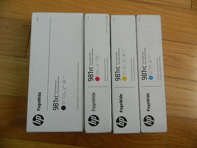 2028 GENUINE SET 4 HP 981YC XTRA YLD INK PageWide E55650 E58650 LOR17YC-LOR20YC