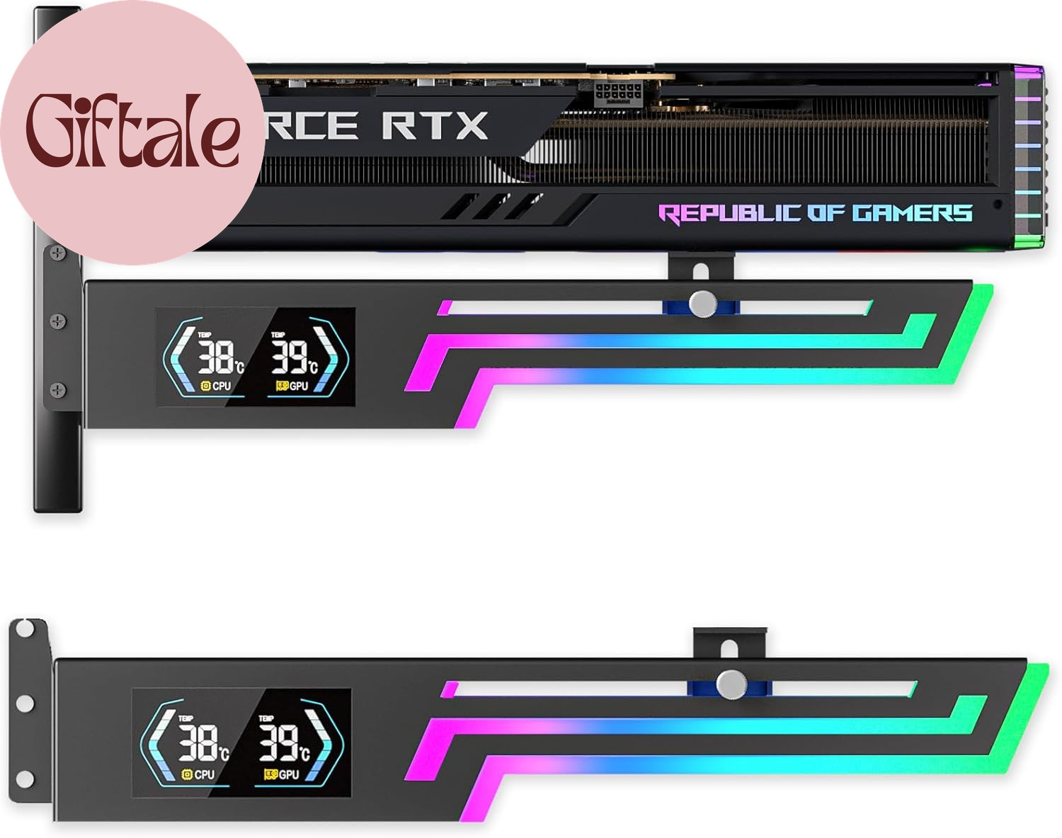 ARGB GPU Support Bracket with CPU GPU Temp Display Adjustable