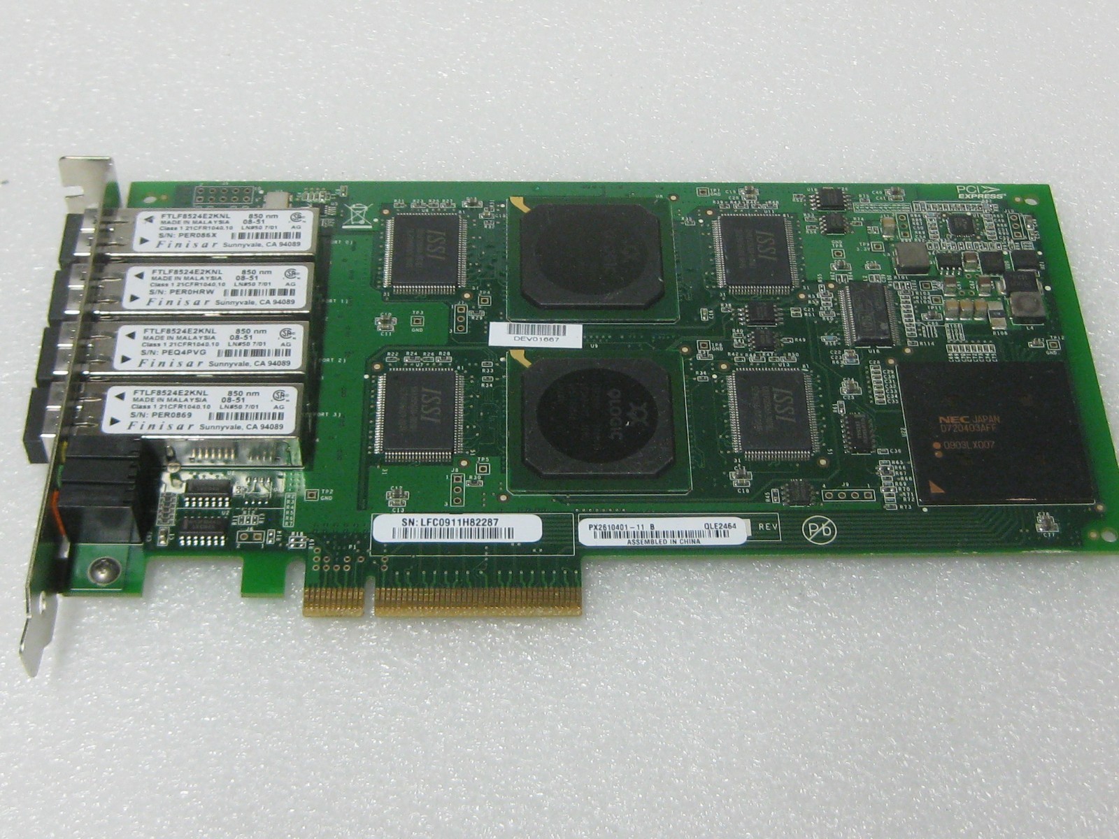 Qlogic PX2610401-11 QLE2464 Quad Port 4GBPS LC Fibre PCIe Host Bus Adapter 