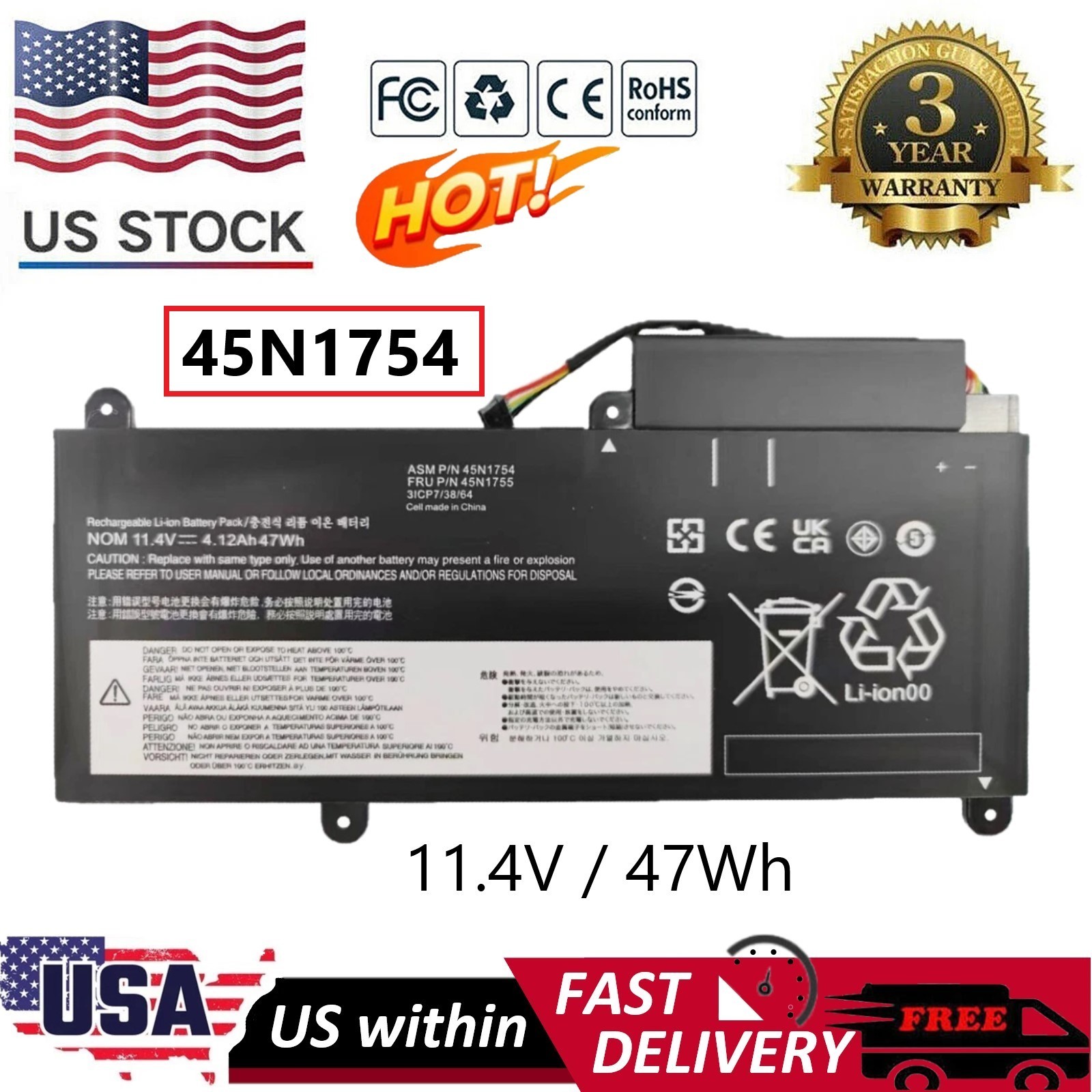 45N1754 Battery For Lenovo ThinkPad E450 E450C E455 E460 E465 E475 E470 E460C