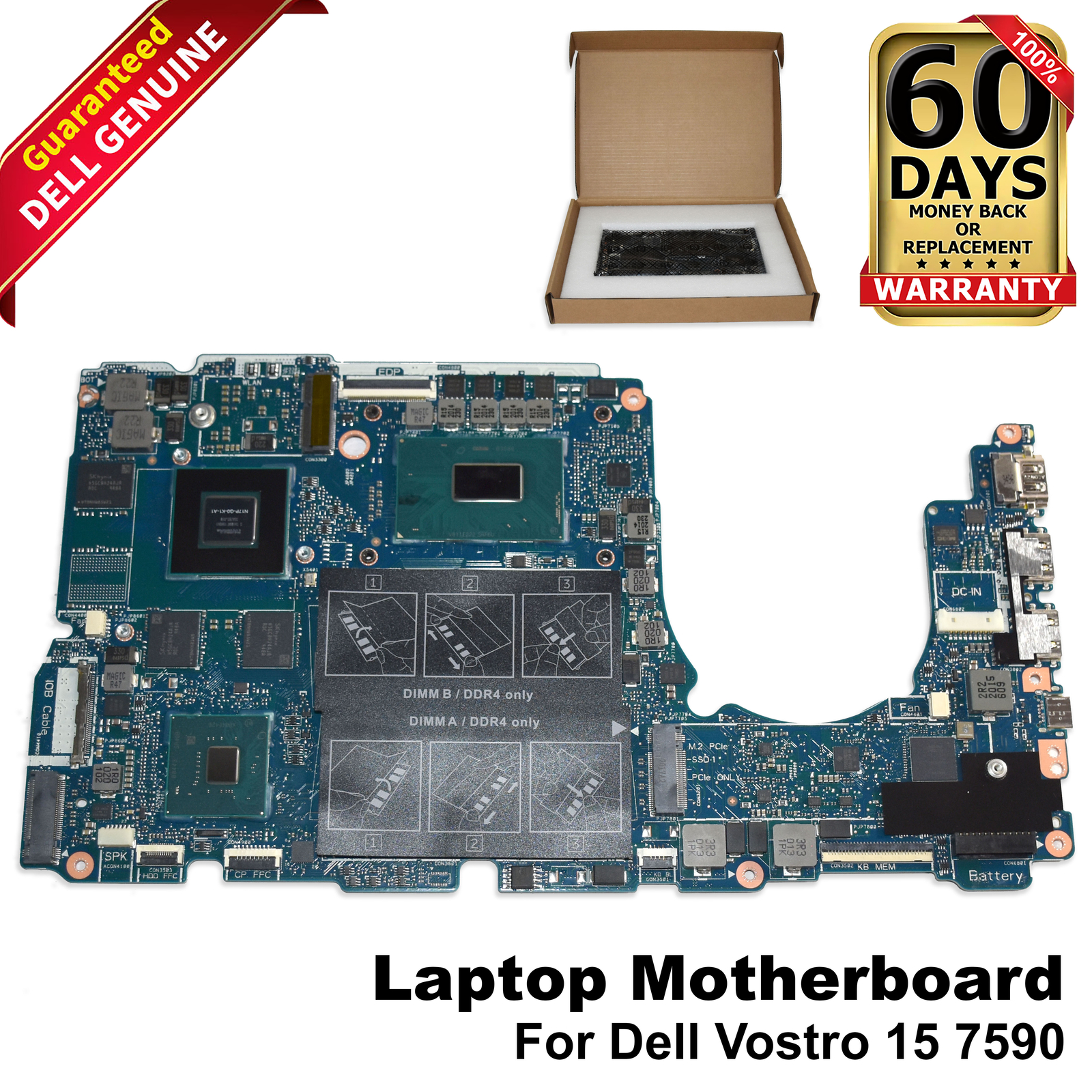 Dell Vostro 15 7590 Motherboard Core i7-9750H 2.6GHz GTX 1050 3GB GDDR5 M01WJ