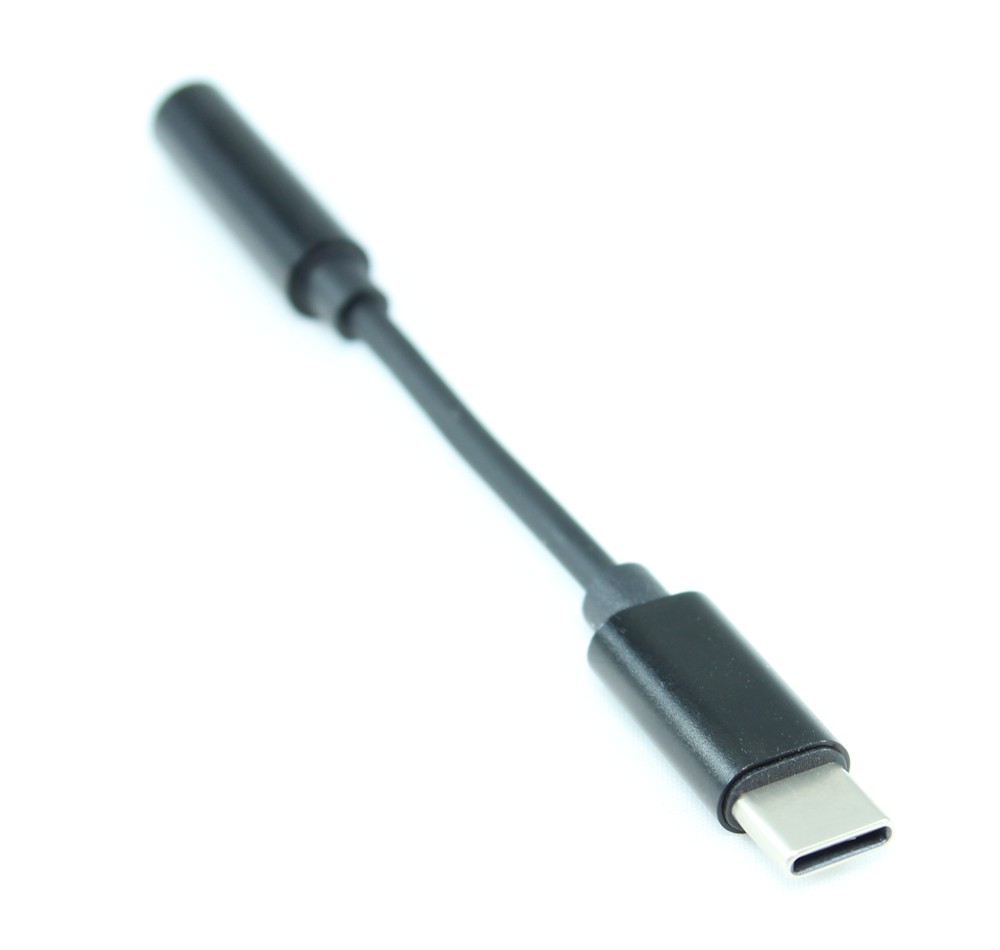 4 inch USB Type-C to 3.5mm TRRS Audio/Microphone ONLY Adapter Cable  Black