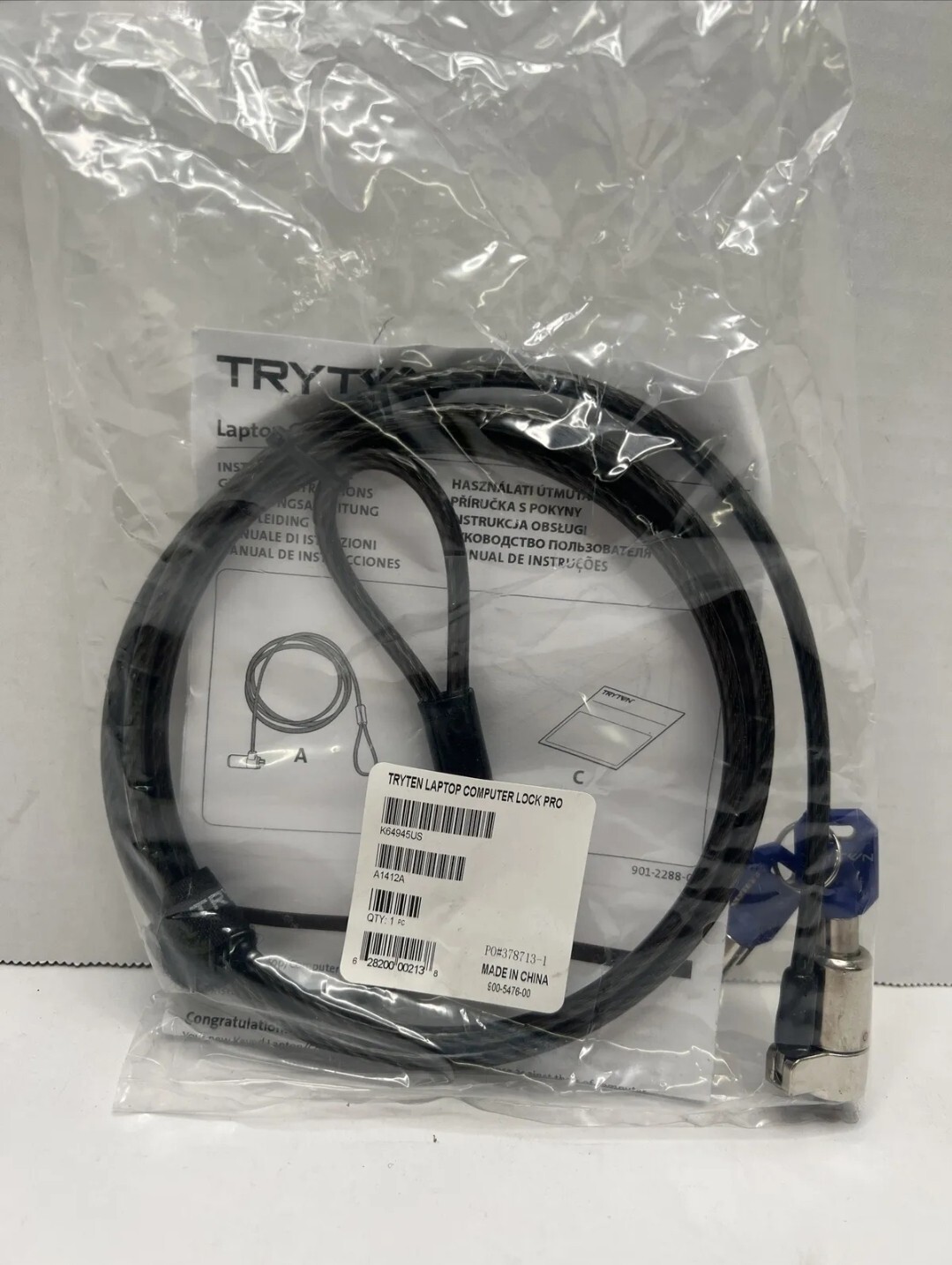 Tryten Keyed Computer and Laptop Lock Pro New Factory Sealed Packaging