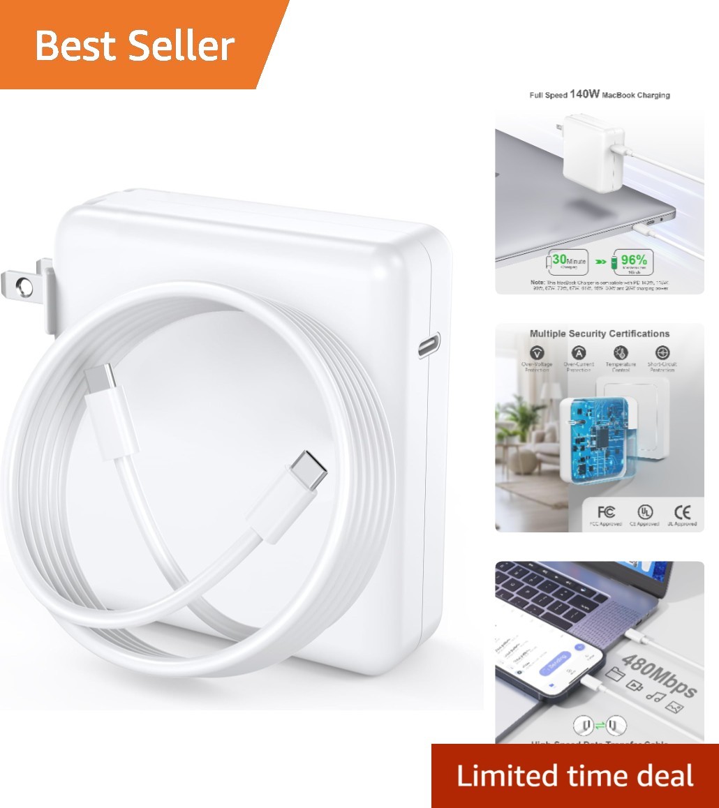 140W GaN USB-C Power Adapter - MacBook Compatible Fast Charging Solution
