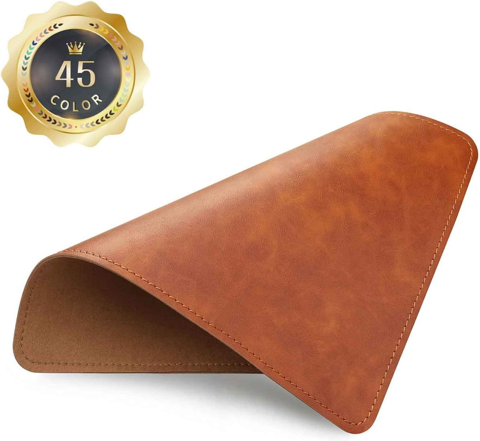 Leather Mouse Pad 8x11 Inch Caramel Brown Stitched Edge Non-Slip Waterproof for