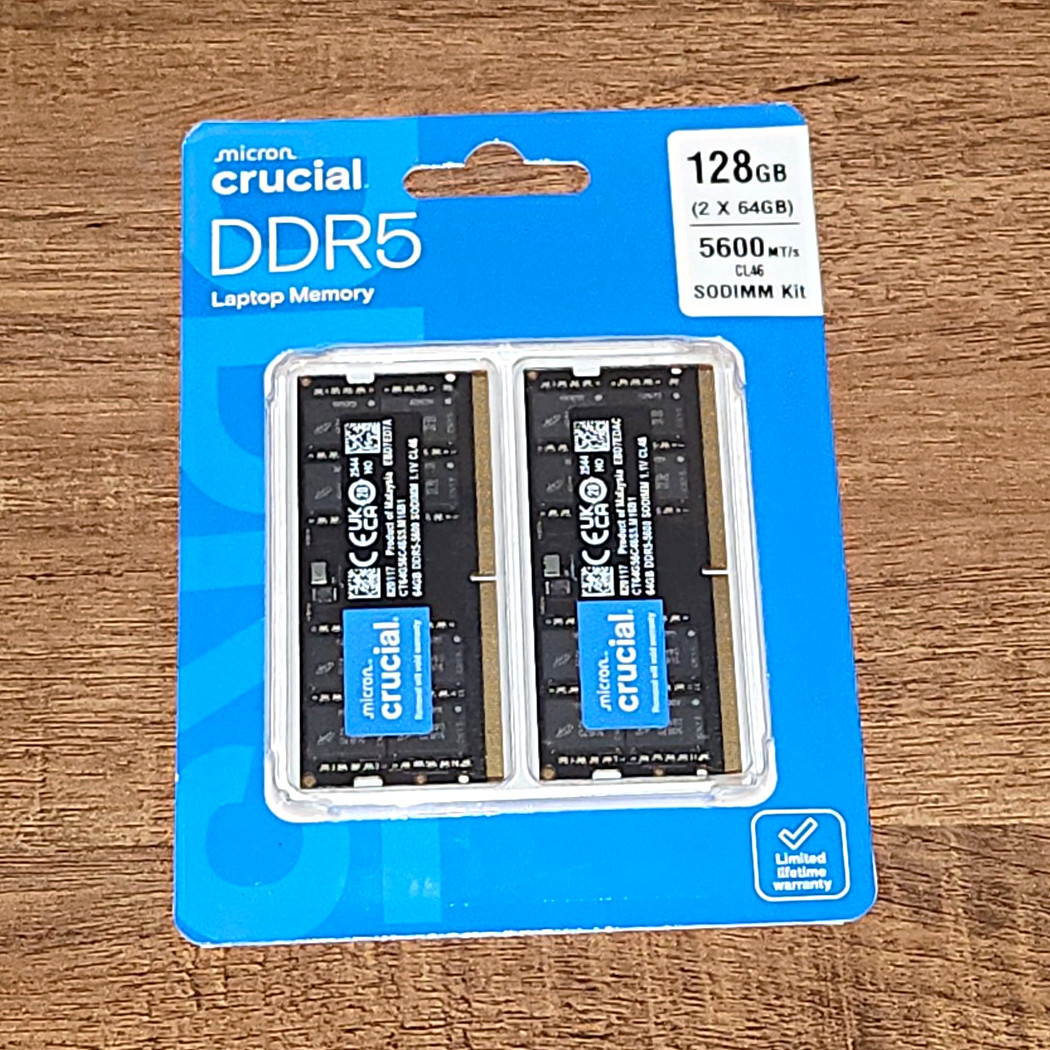 Crucial DDR5 SO-DIMM 128GB Kit (2x64GB) 5600MHz Non-ECC CT2K64G56C46S5