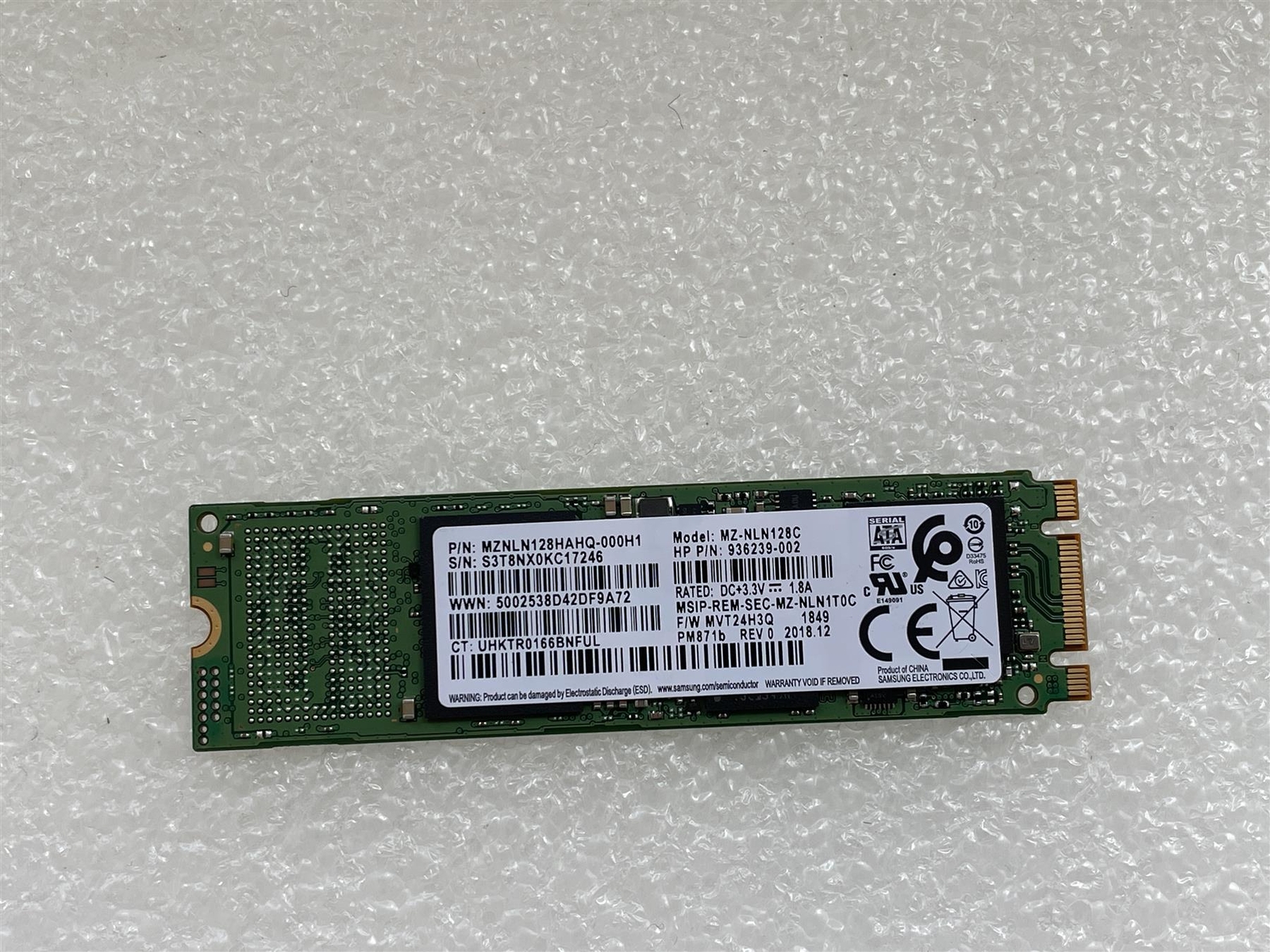 HP 941337-001 Samsung MZNLN128HAHQ PM871b 128GB M.2 NVME SSD Hard Drive