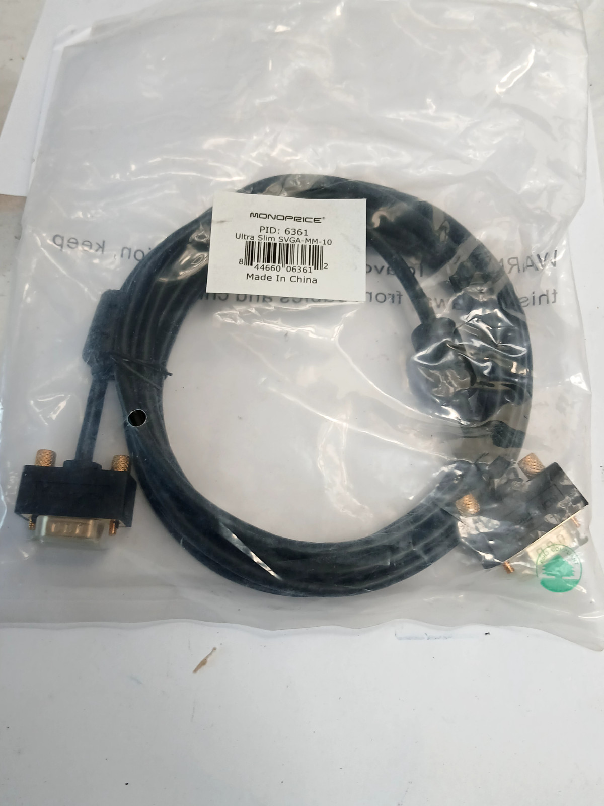 MONOPRICE 6361 ULTRA SLIM SVGA-MM-10 VIDEO CABLE (BR4B.3B1)
