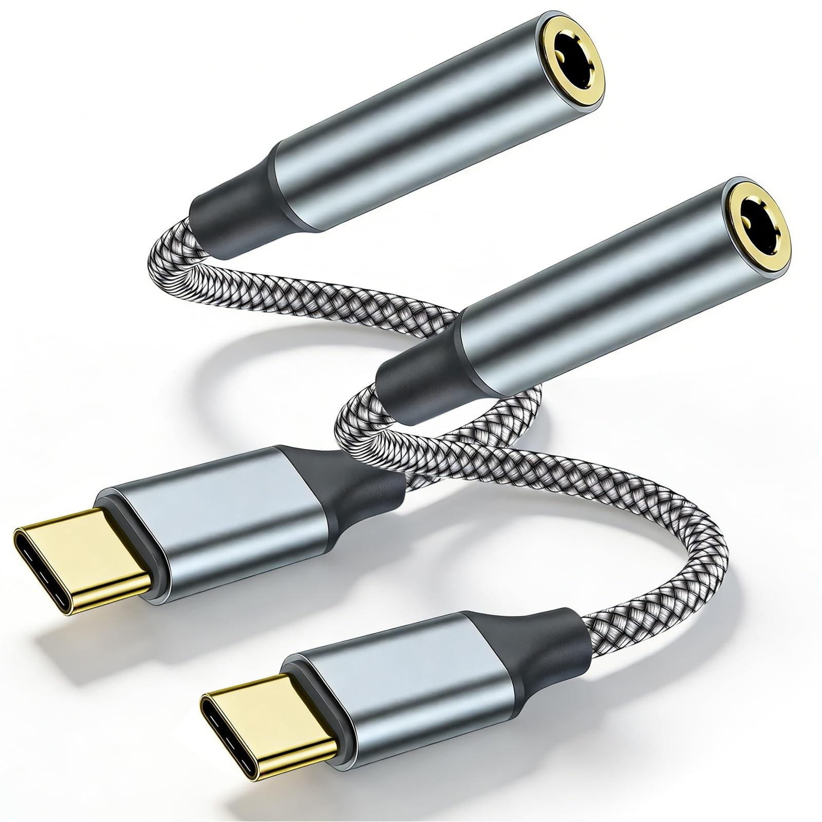 Usb C To 3.5mm Aux C Adapte(2 Pack), C Adapter Type C Gray