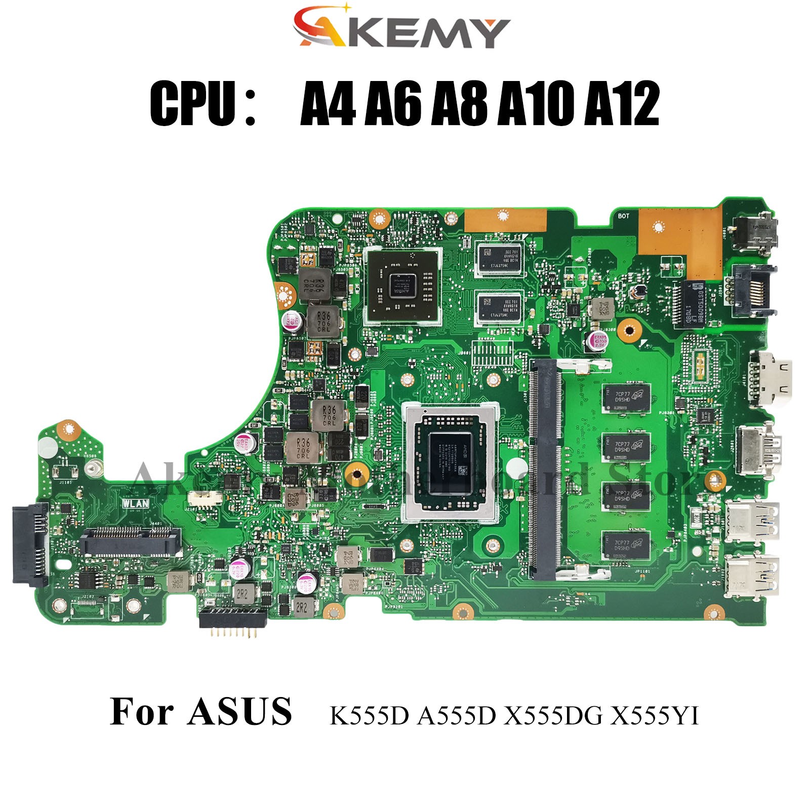 X555DG Laptop Motherboard For ASUS A555D K555D X555YI Mainboard W/ CPU tests OK