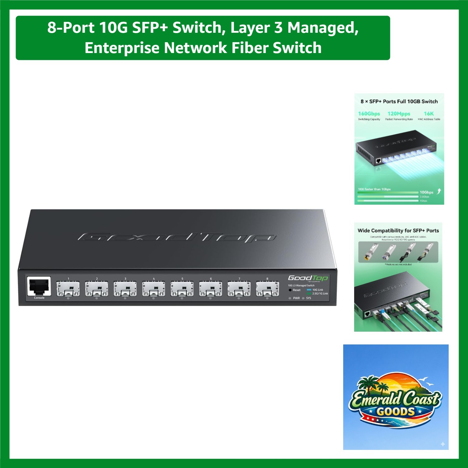 Compact 8-Port 10G Switch with Layer 3 Management - Perfect for High-Speed Tasks