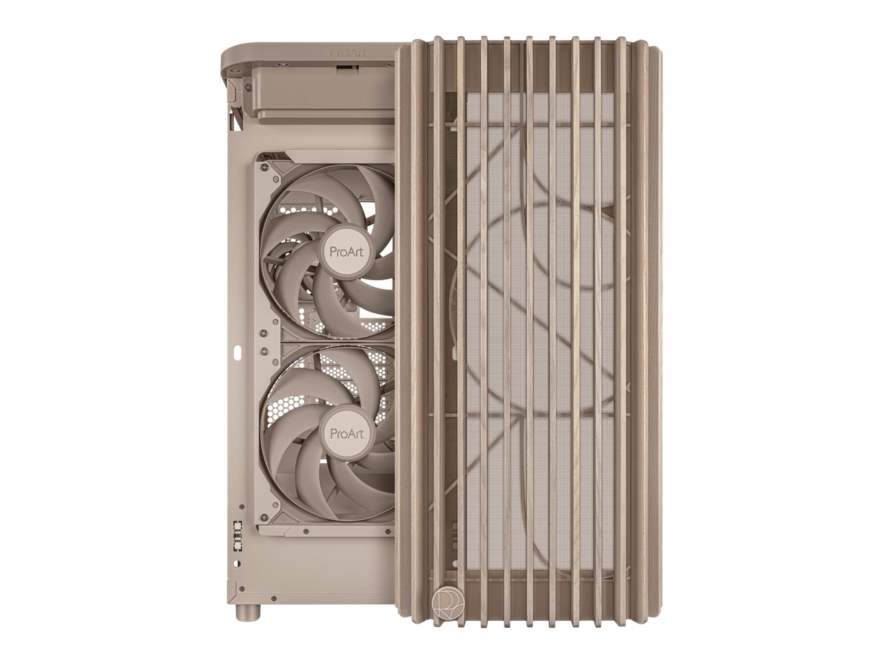 ProArt PA401 Wood Edition Beige ATX case features a tempered glass panel, ASUS