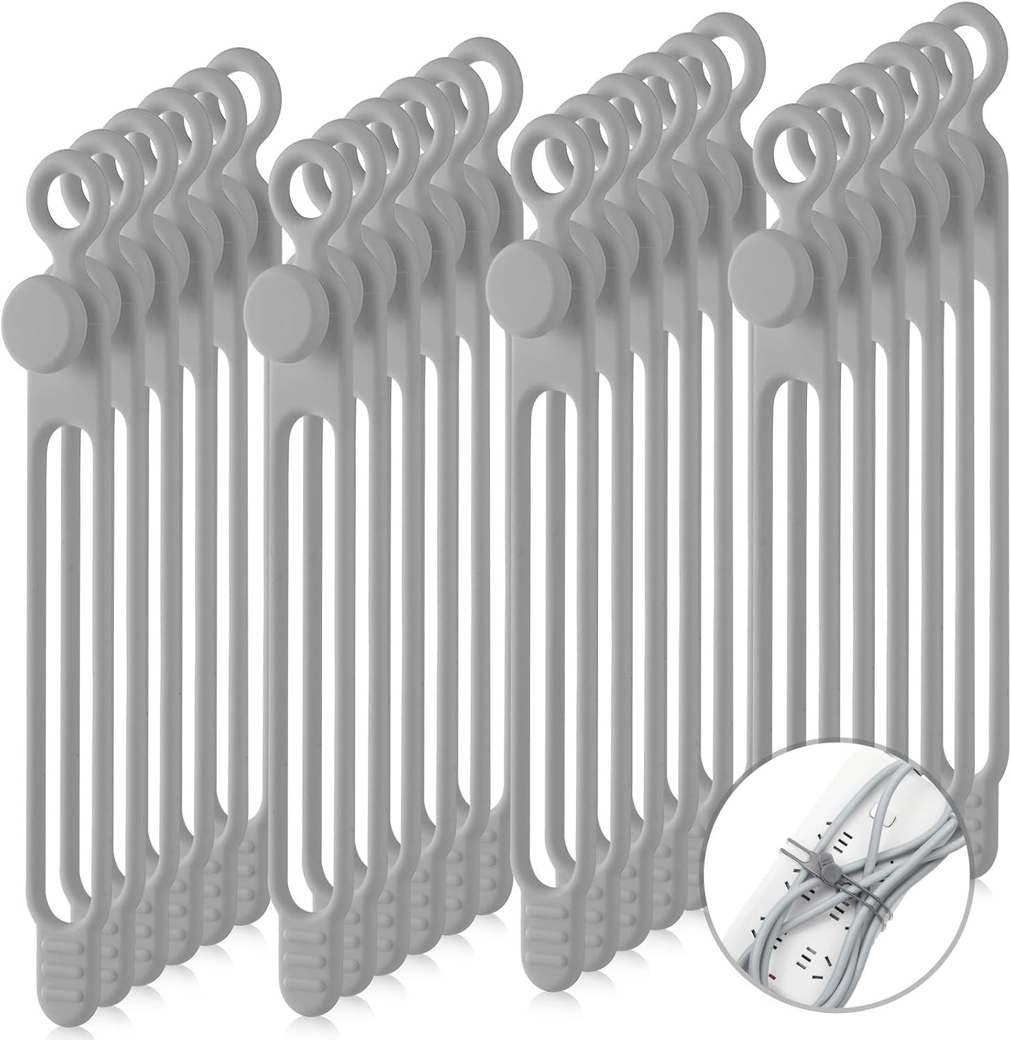 40 Pcs Silicone Cable Ties Reusable Holder Adjustable Straps Multipurpose Chargi