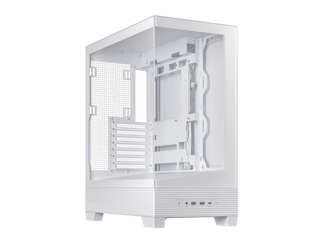 ASUS A31 White ATX Mid-Tower Gaming Case, Dual-sided tempered glass, Frameless D