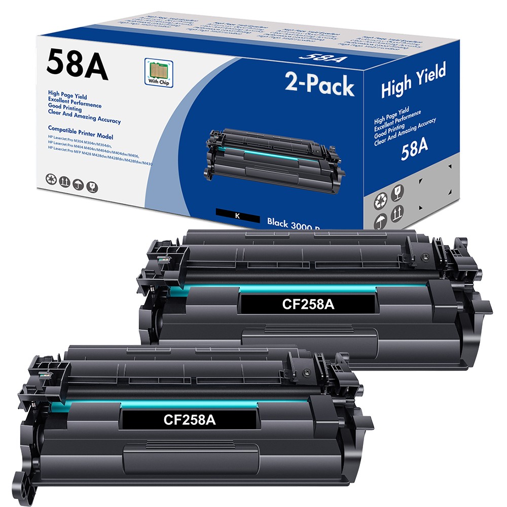 [With Chip] 2x CF258A 58A Toner Cartridge For HP LaserJet M404dn MFP M428fdw lot