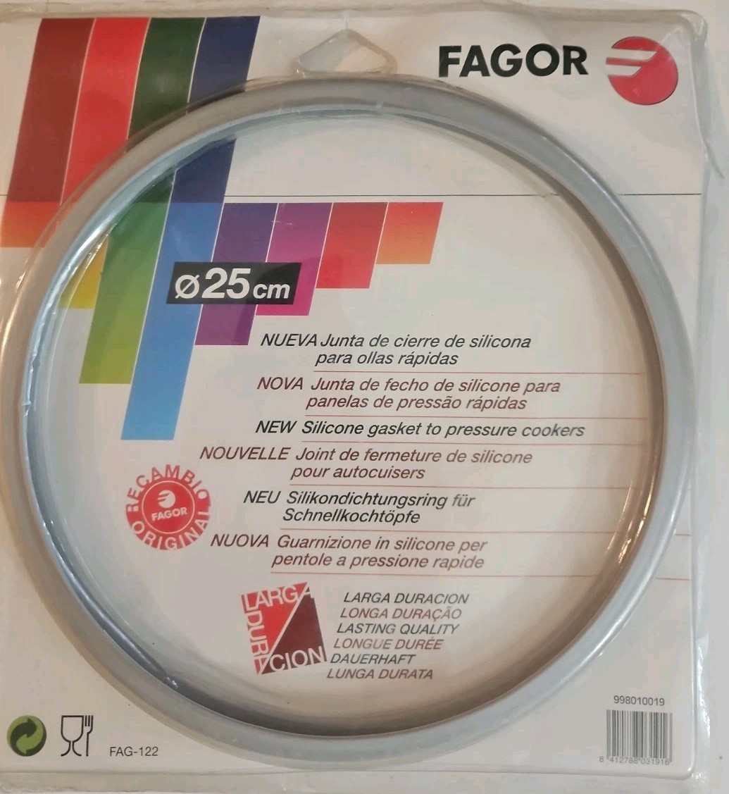 Fagor Pressure Cooker Silicone Gasket 25 Cm 9.84in Replacement Seal Gray