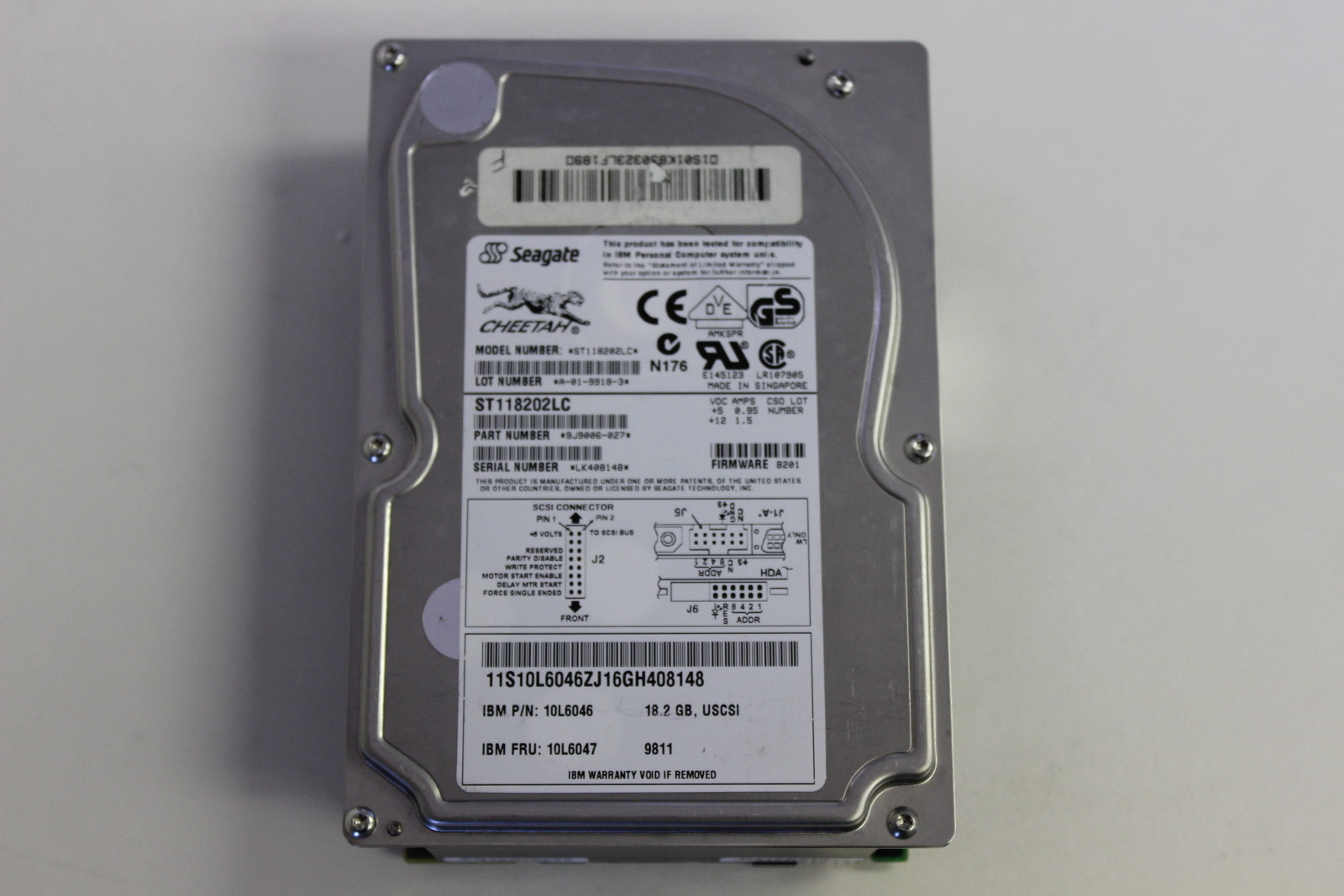 SEAGATE ST118202LC 18.2GB 3.5 80 PIN SCSI HARD DRIVE IBM 10L6047 LSI 348-0036010