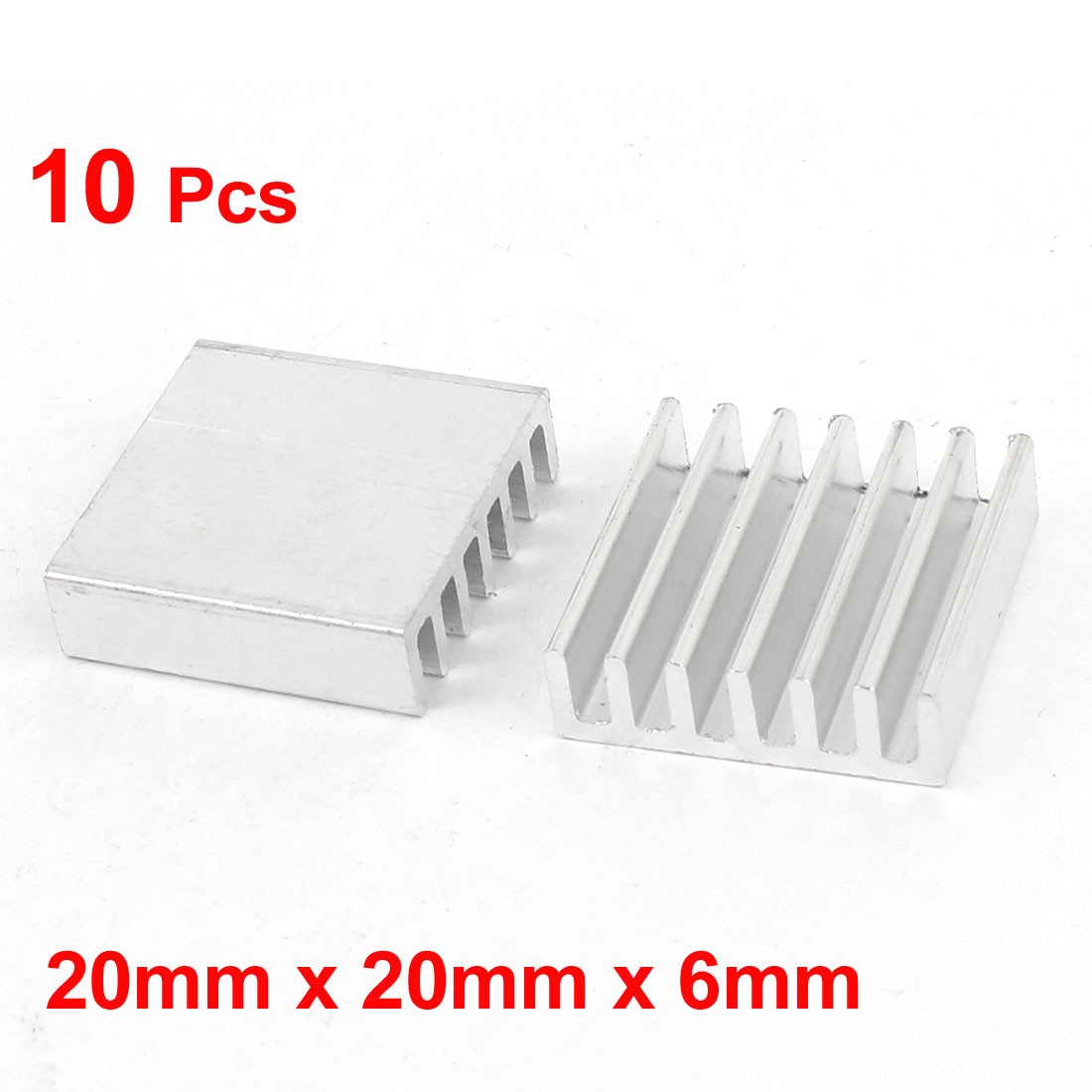 10 Pieces Silver Tone Aluminum Radiator Heat Sink Heatsink 20mm x 20mm x 6mm