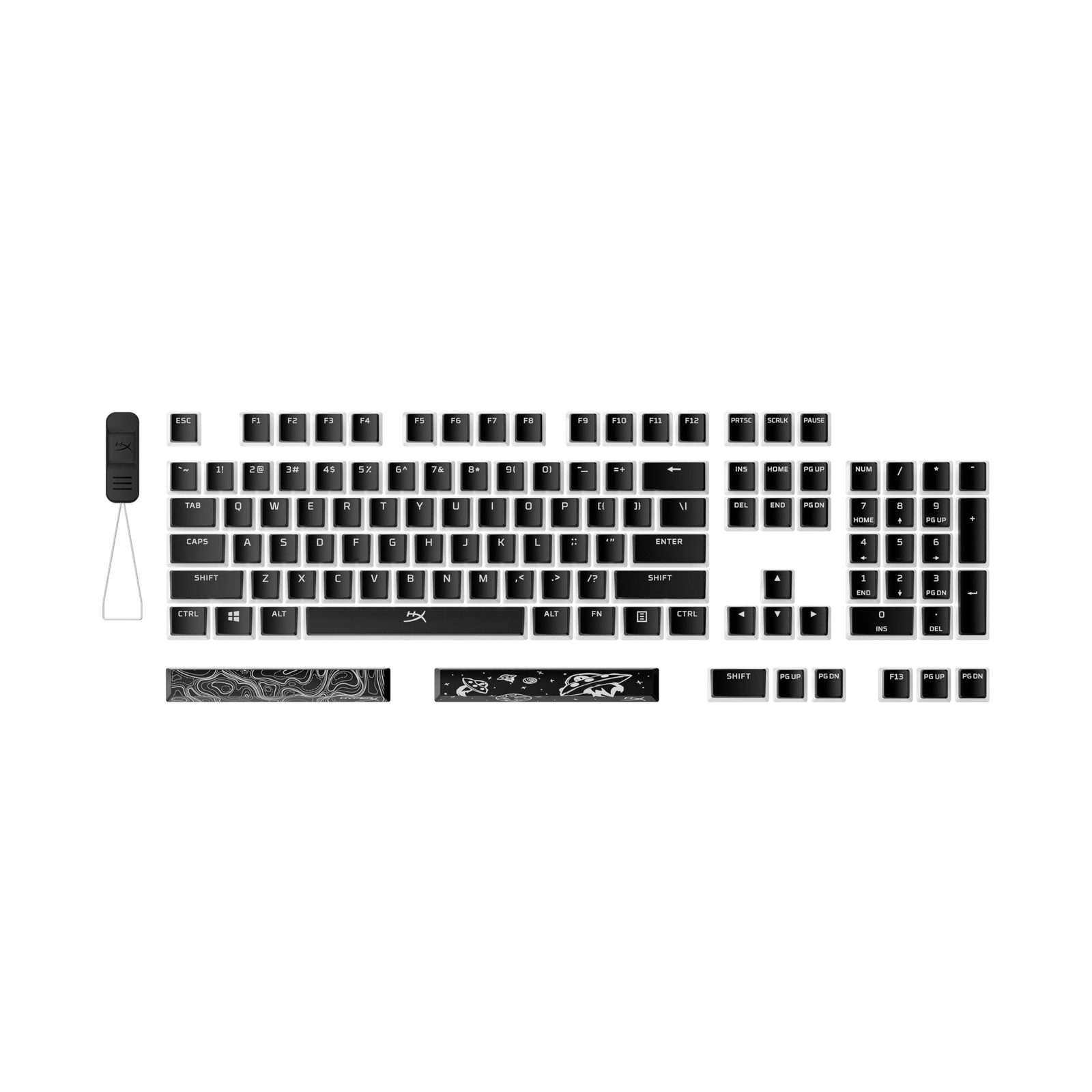 HyperX Pudding Keycaps 2  Full Key Set  PBT  112 Keys  Black