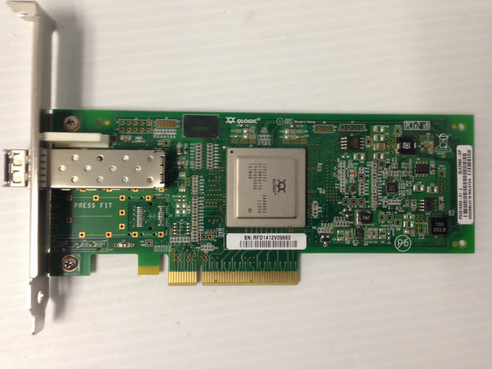 HP 81Q QLogic QLE2560 8GB 1-Port High Profile FC HBA w/ SFP 489190-001 AK344A