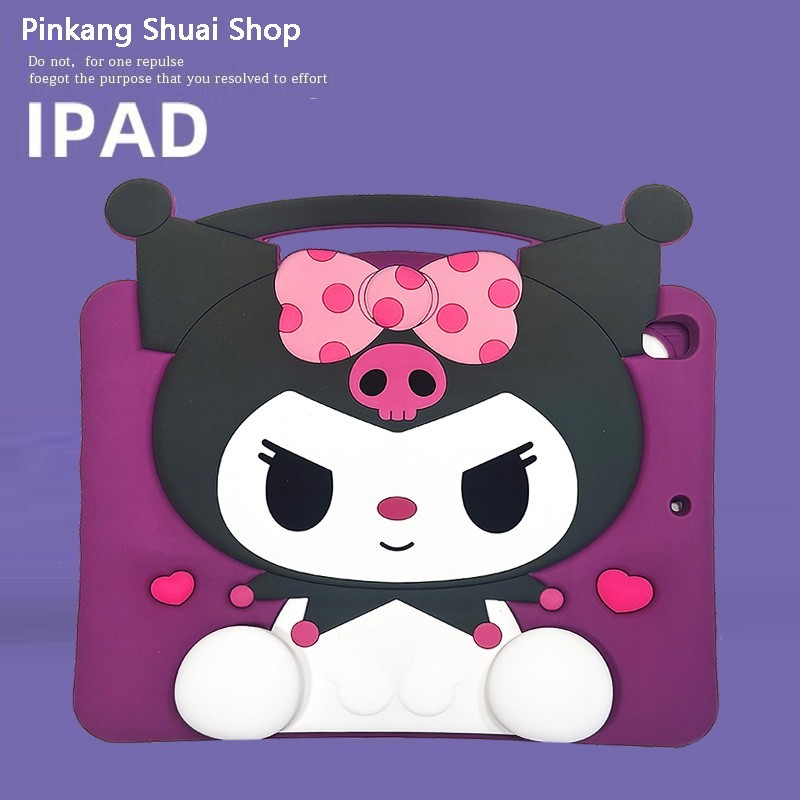 Kuromi Pen Slot Silica Gel Bracket Add Lanyard TabletCase For Apple iPad mini123