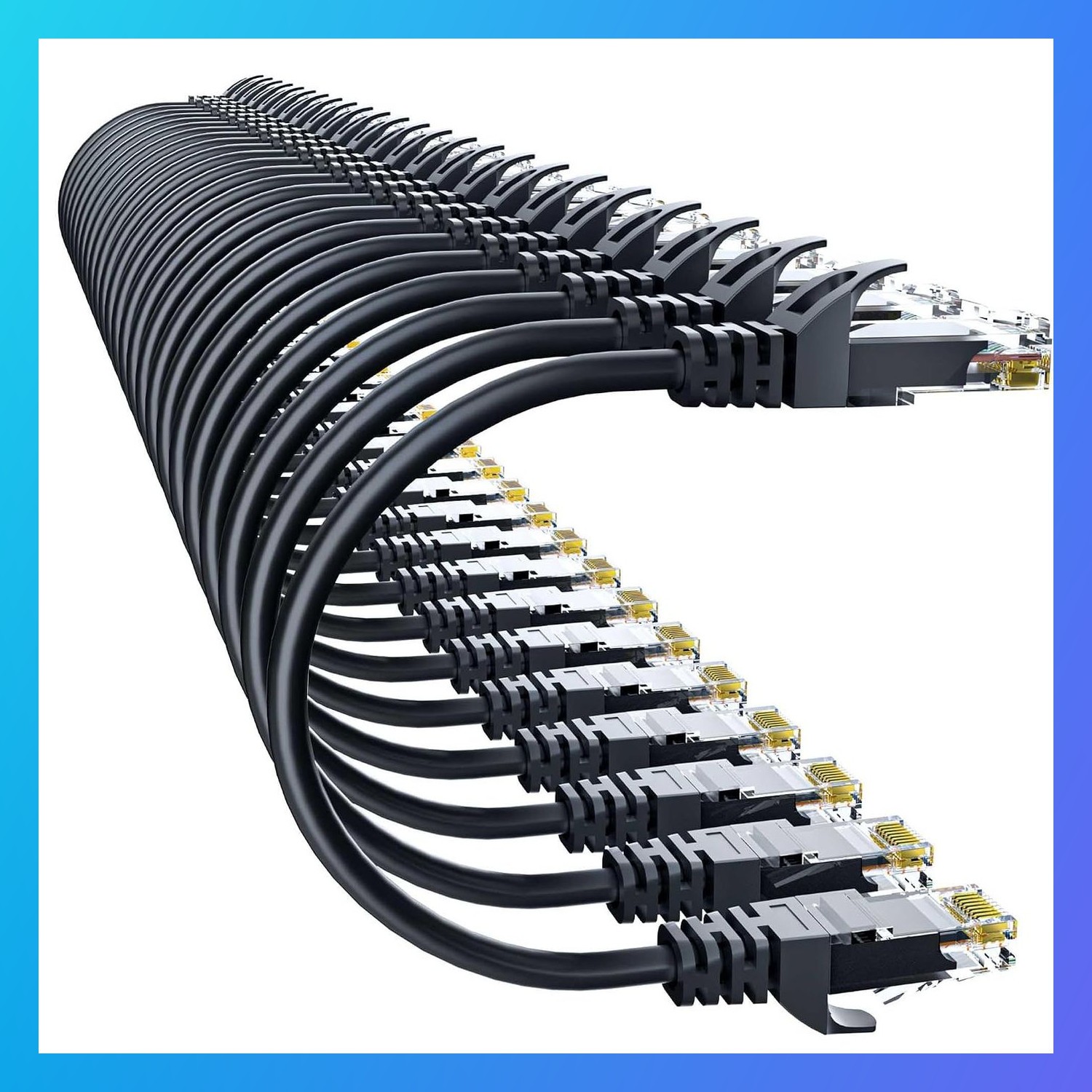 Cat 6 Ethernet Patch Cable 2 ft 10Gbps UTP 24 Pcs Black