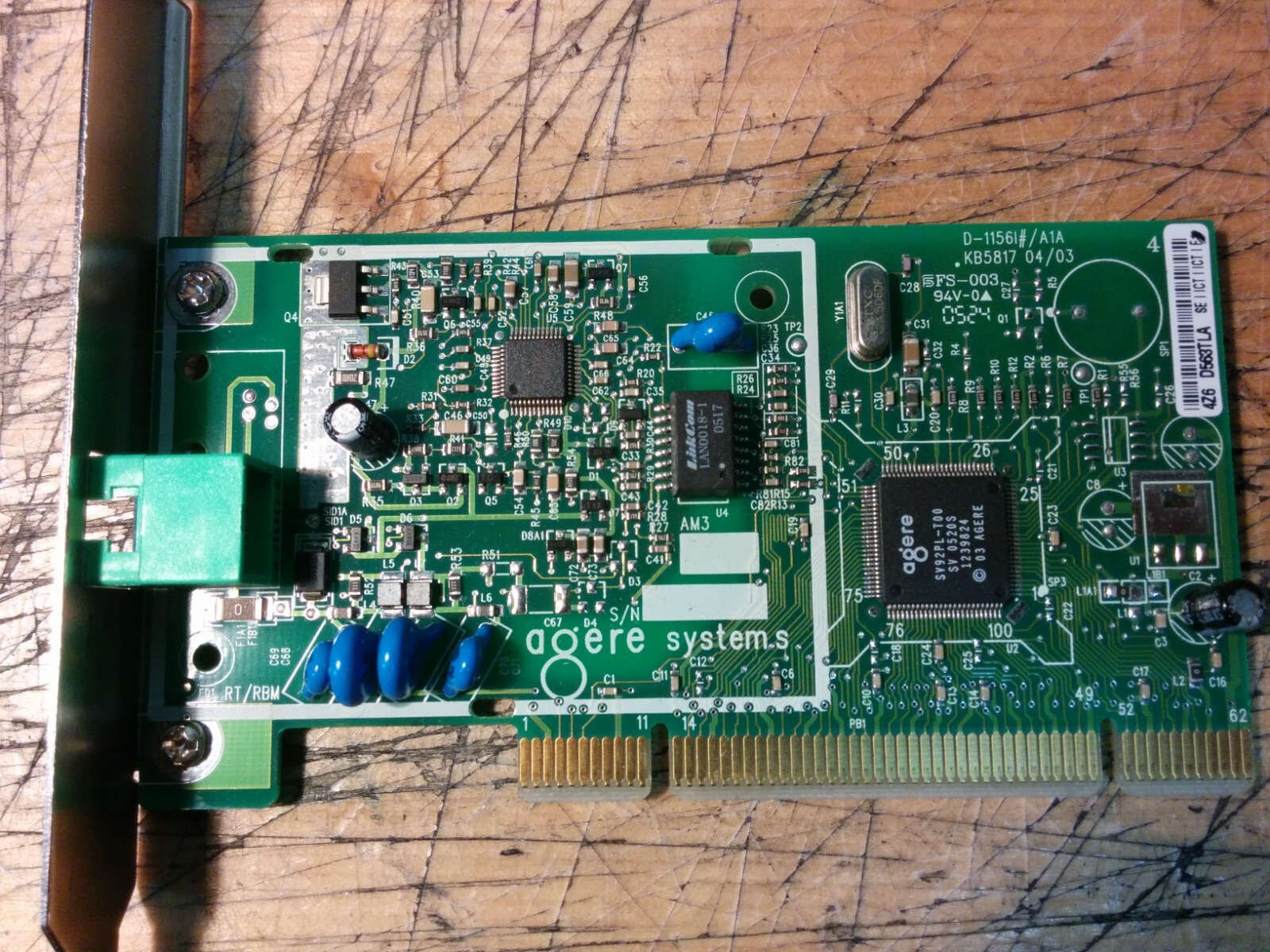 Agere Systems KB5817 D-1156#/A1A Desktop Internal PCI Fax/Modem Card