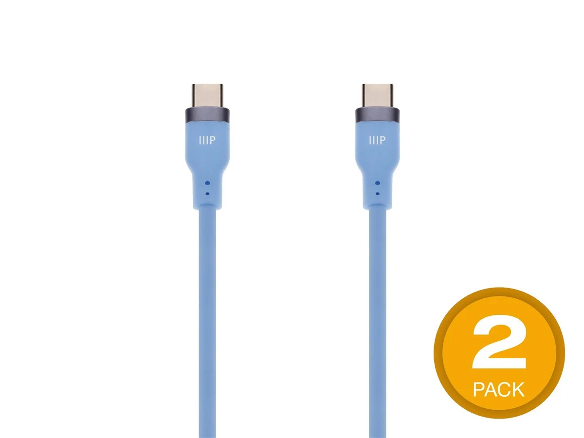 Monoprice USB-C to USB-C Silicone Charging Cable - USB 2.0, 240W PD, Ultra