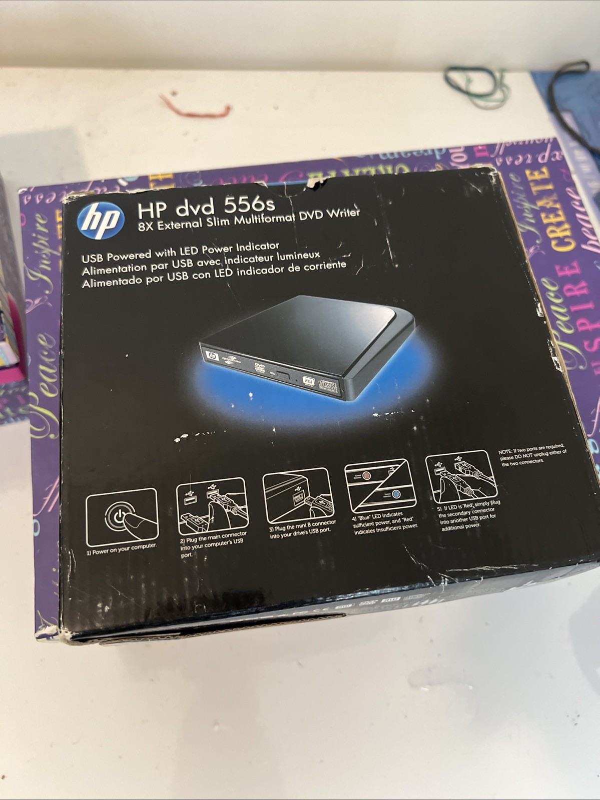HP dvd556s 8X USB Powered Slim Multiformat External DVD Writer - Open Box