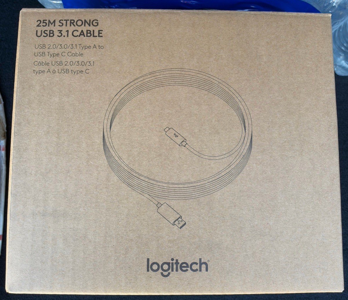 New Logitech Strong 25m (82ft) USB-A to USB-C Cable 939-001802