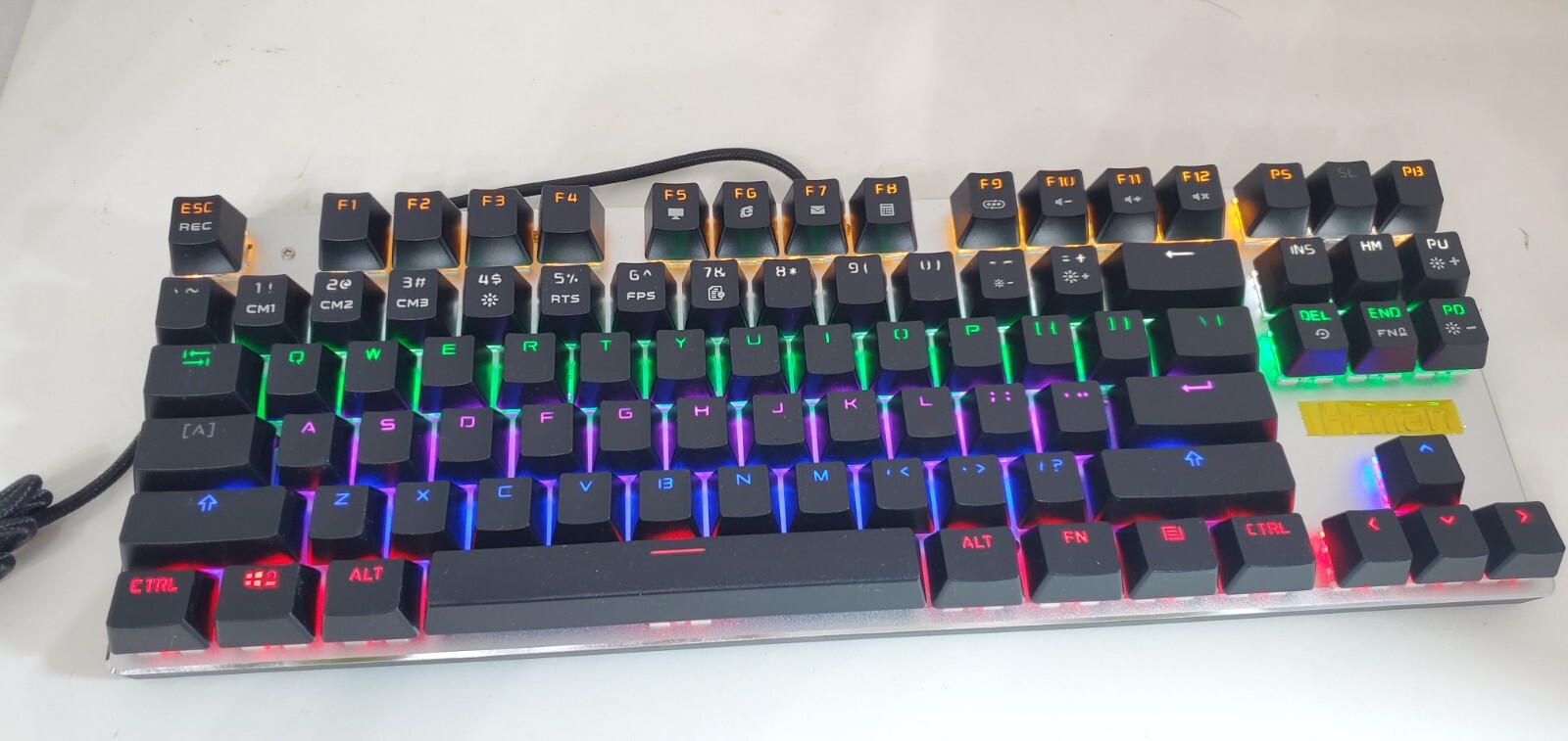 Hcman Mechanical Gaming Keyboard Alloy Panel Blue Switches 9 LED Backlit