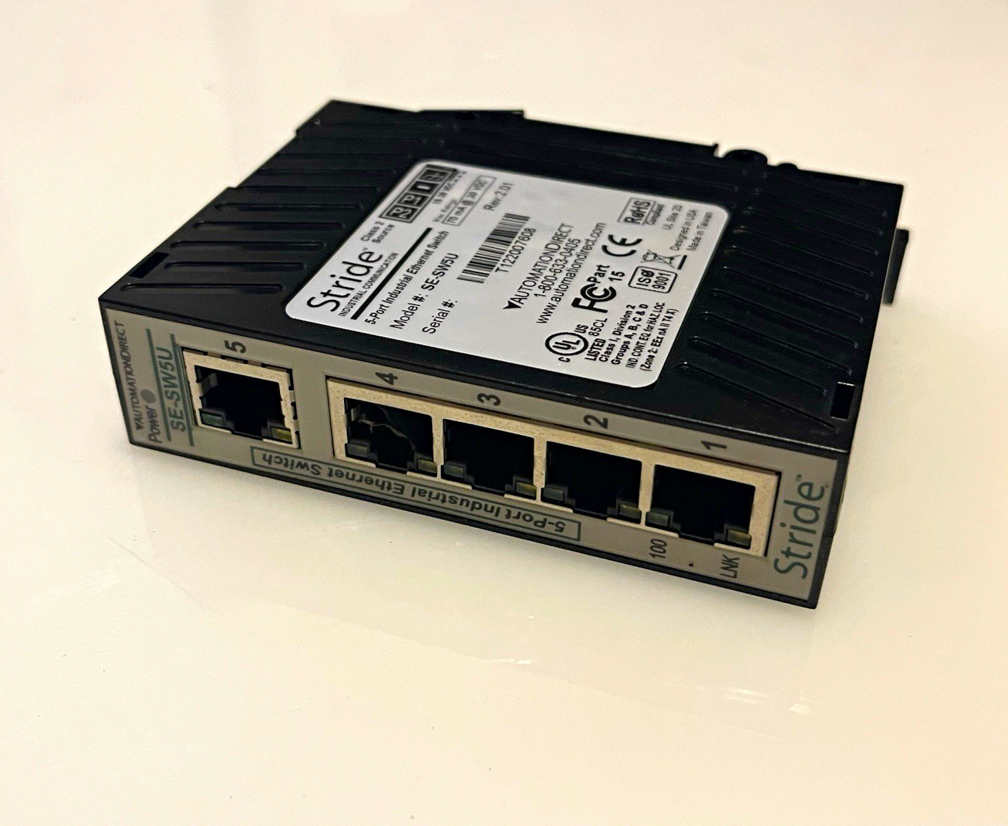 AutomationDirect Stride SE-SW5U 5-Port DIN Rail Unmanaged 100Mbps RJ-45