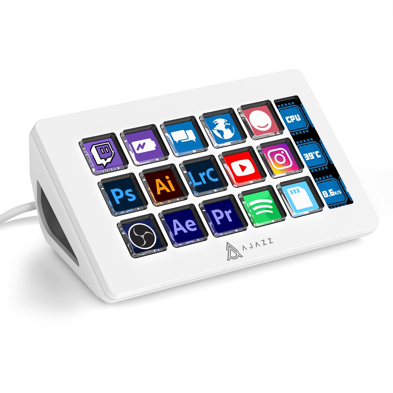 15-Key Custom Macro Keypad Stream Deck for OBS Video Editing & Music Production